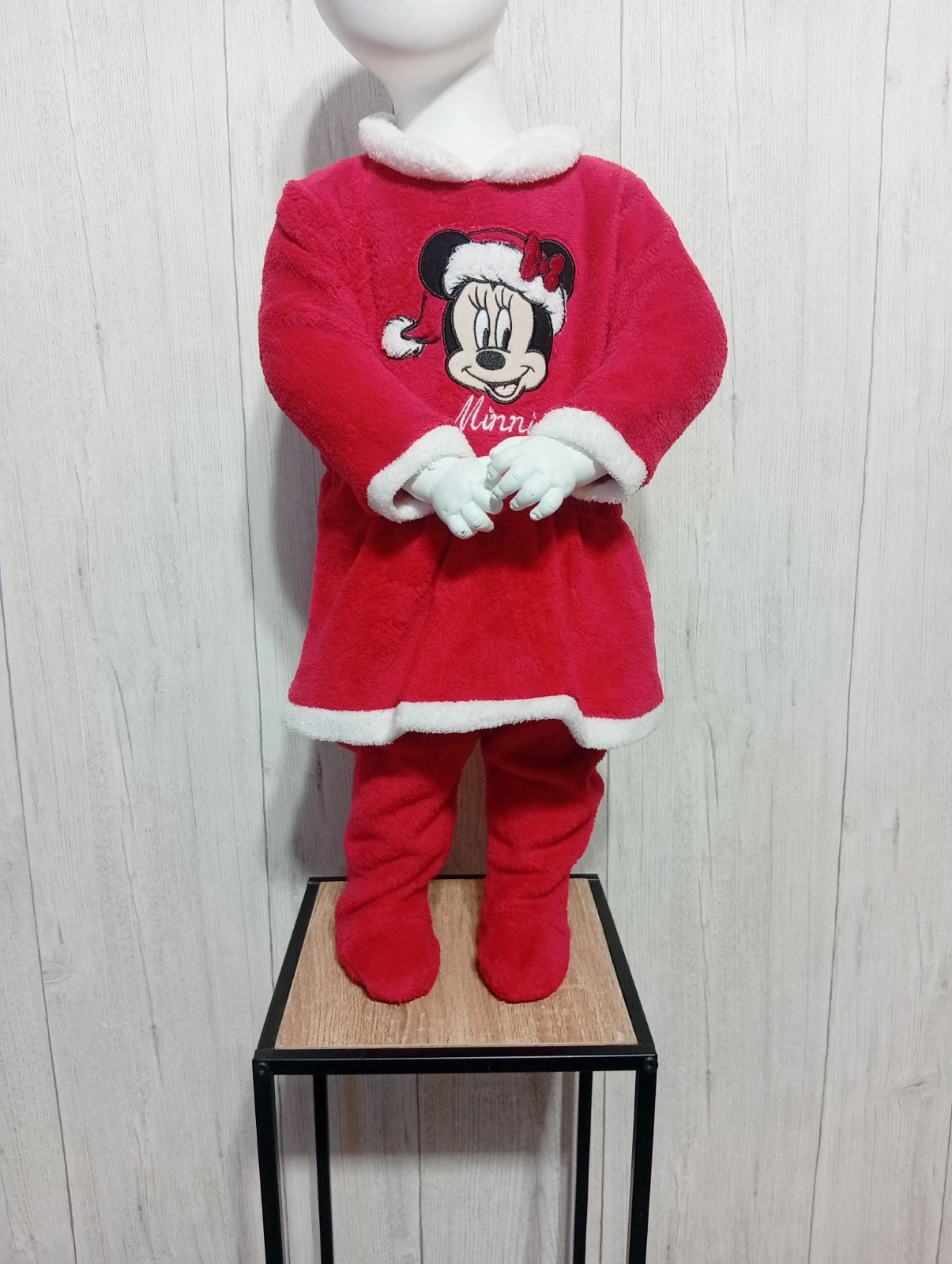 Pyjama de noel 1 piece fille - taille 12 mois - disney baby - couleur rouge blanc