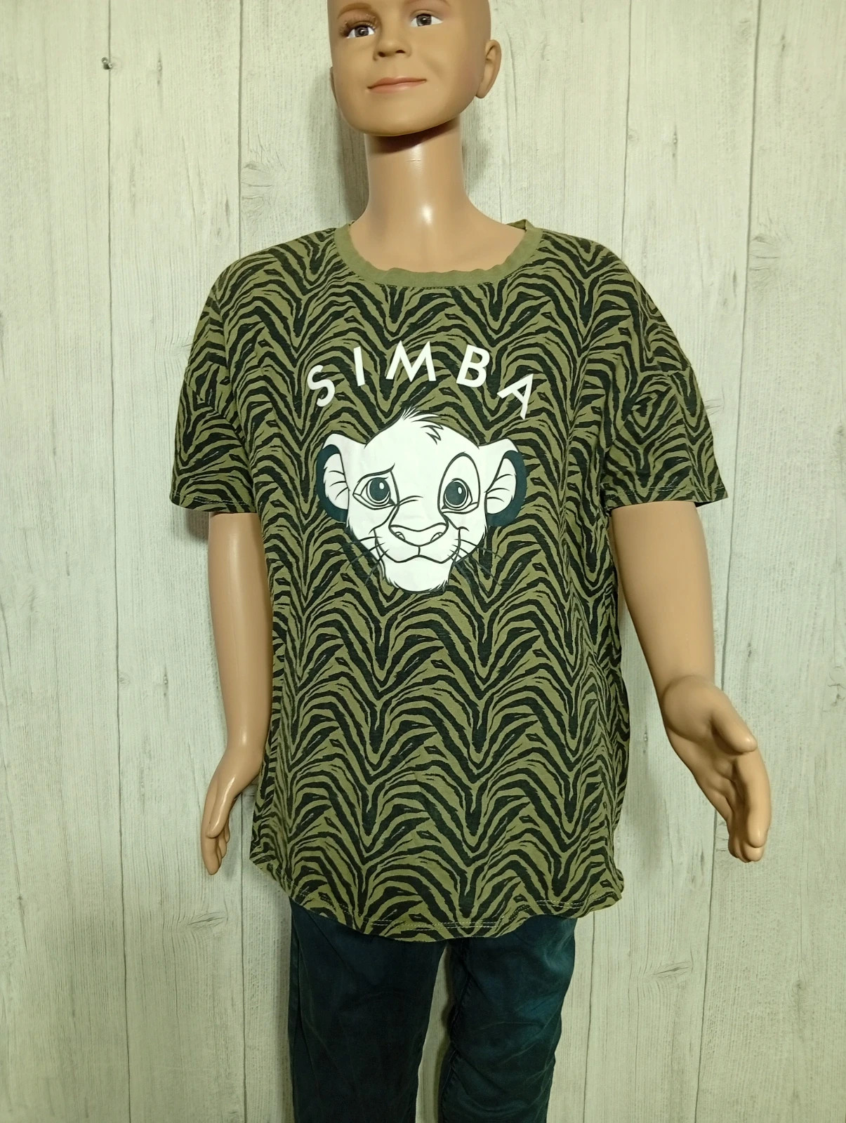 T-shirt manche courte garçon - taille 14 ans/XS - couleur kaki et noir – Disney – taille XS