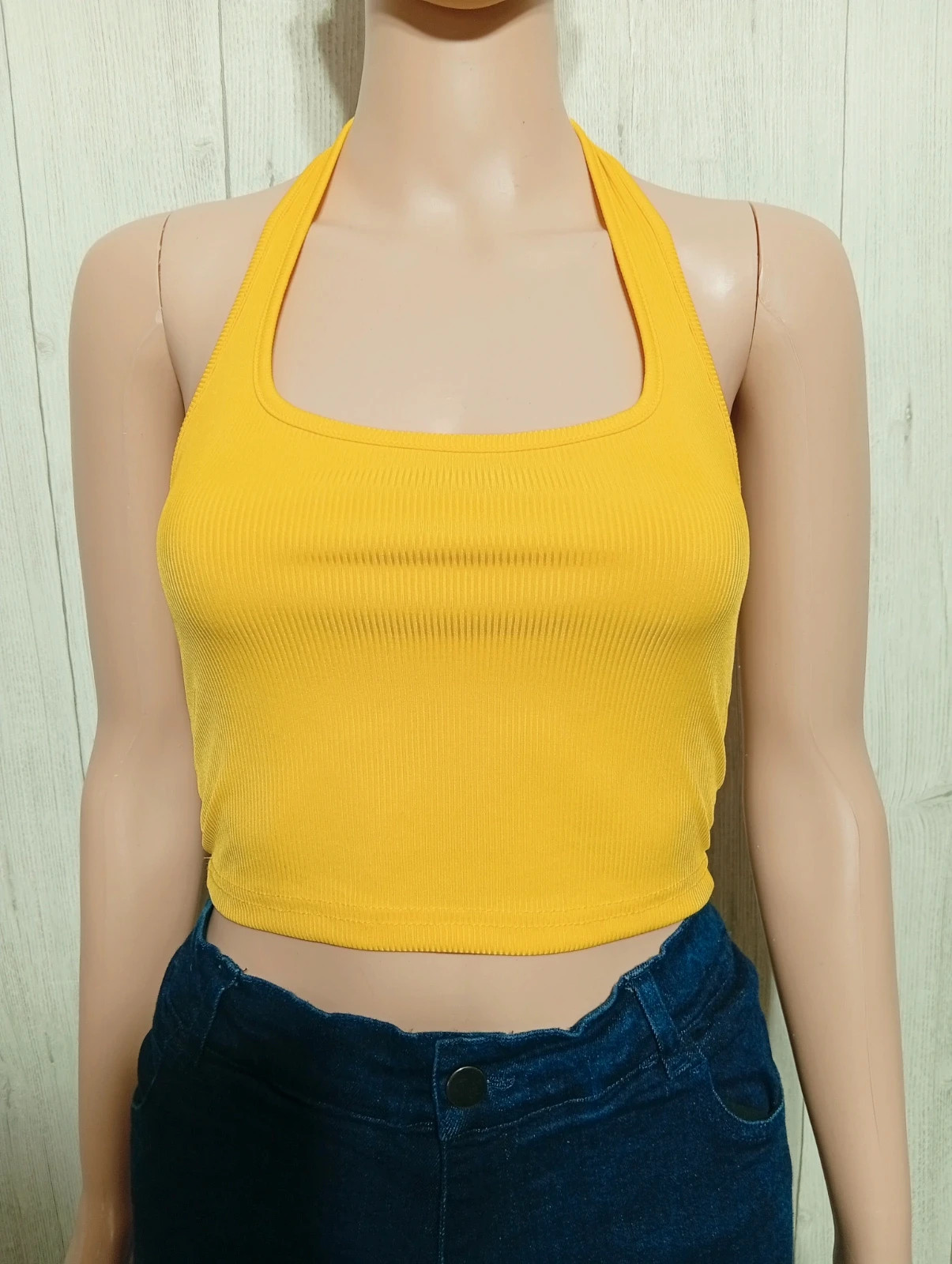 Top court femme - taille S/36 - shein - couleur jaune – Shein – taille S / 36 / 8