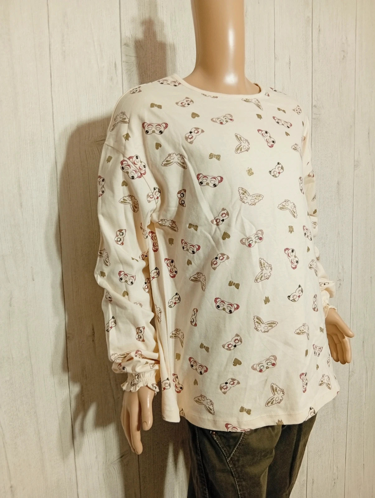 T-shirt manche longue fille- Taille 12 ans ( 146/152 cm) - kiabi - couleur creme multicolore-neuf – Kiabi – taille 12 ans / 152 cm 2