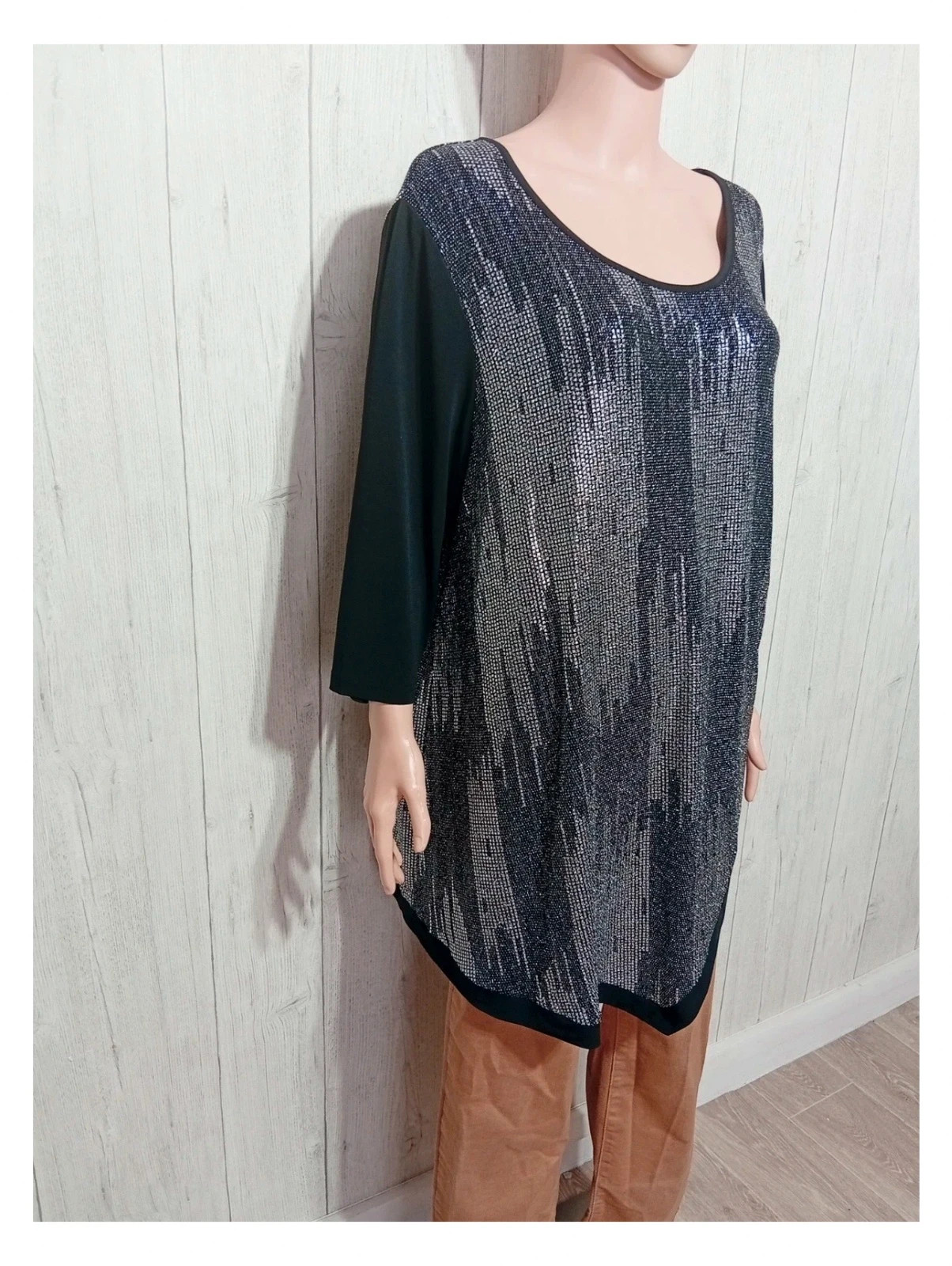 Blouse mia moda - taille 54 - couleur noir et argente femme – Mia moda – taille 7XL / 54 / 26 4