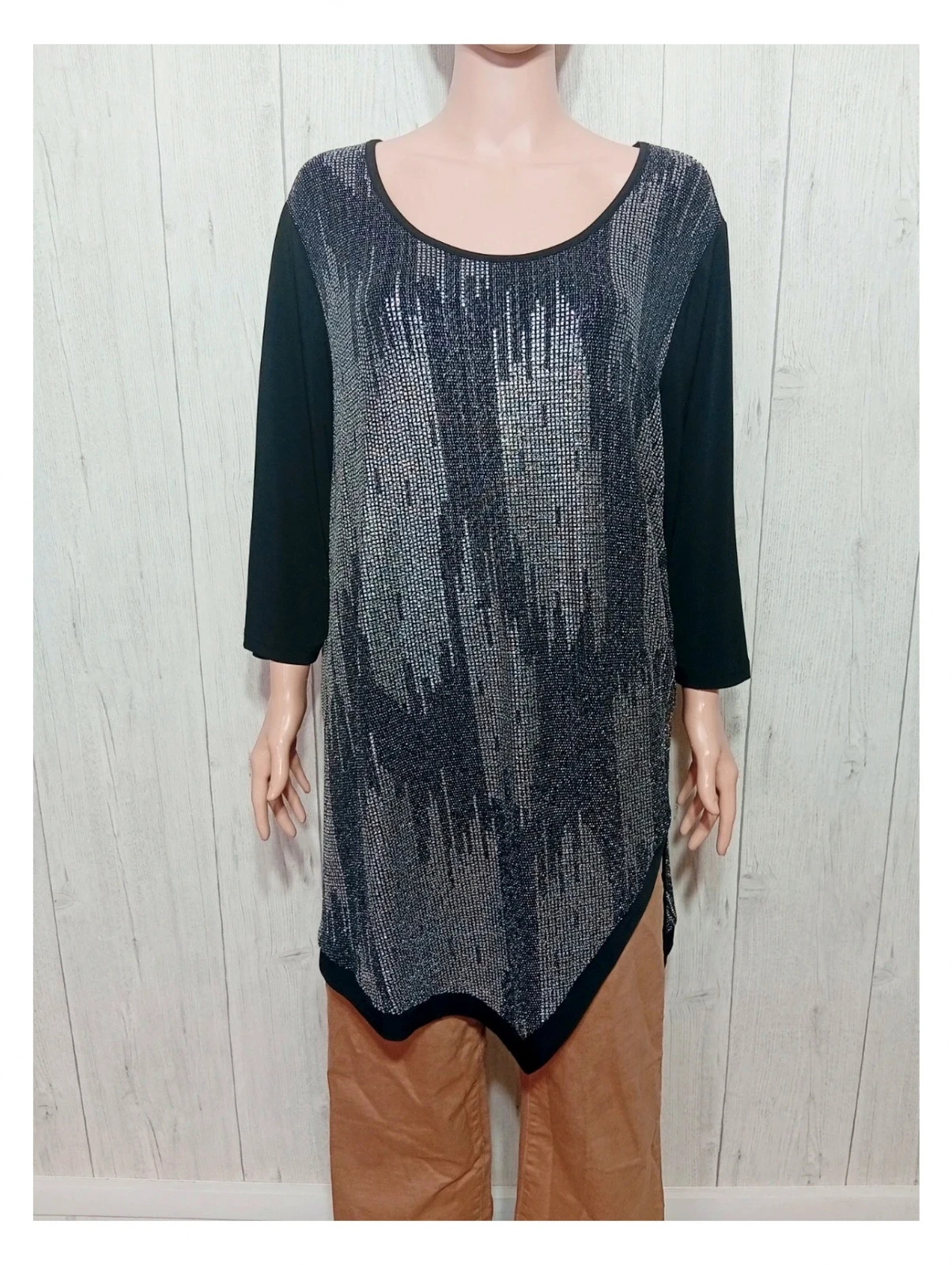 Blouse mia moda - taille 54 - couleur noir et argente femme