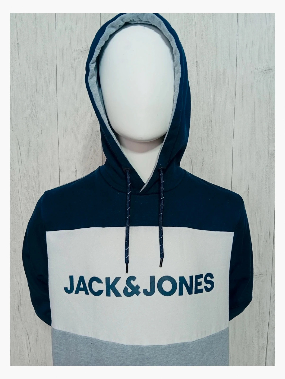 Pull homme jack&jones - taille M/38 - couleur gris marine et blanc à capuche – Jack & Jones – taille M 2