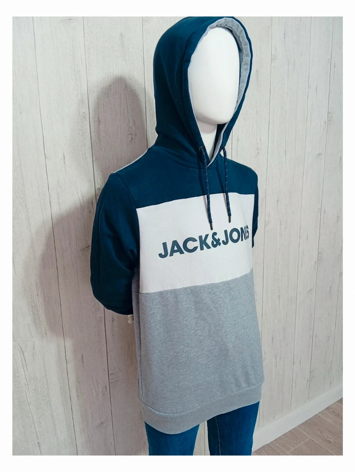 Pull homme jack&jones - taille M/38 - couleur gris marine et blanc à capuche – Jack & Jones – taille M 4