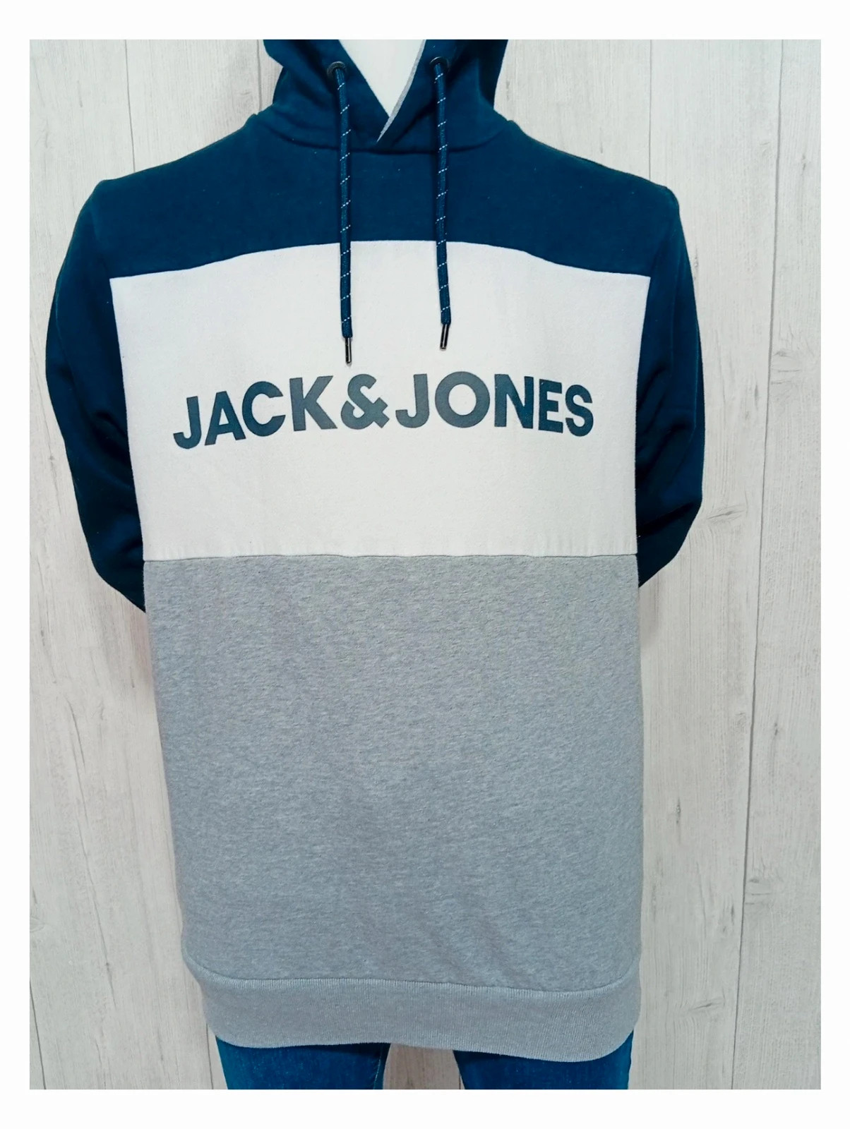 Pull homme jack&jones - taille M/38 - couleur gris marine et blanc à capuche – Jack & Jones – taille M 3