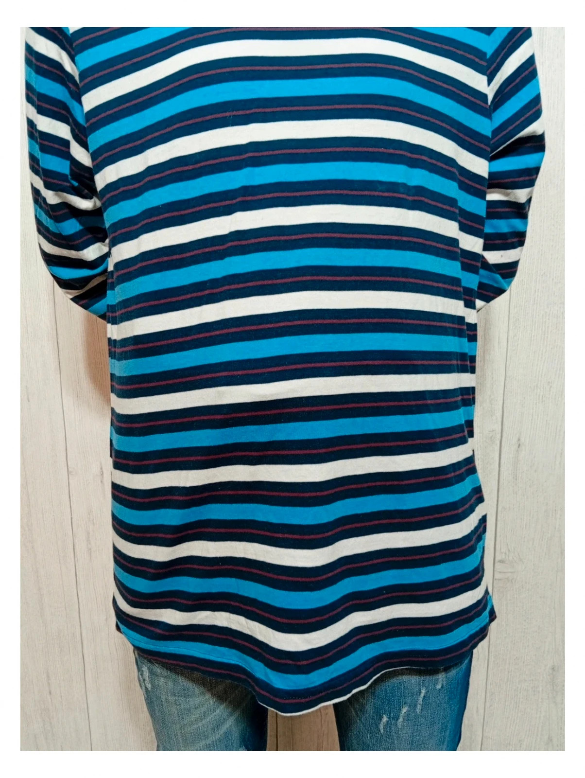 T-shirt Livergy homme manche longue - couleur marine bleu blanc - taille M/38 – Livergy – taille M 3