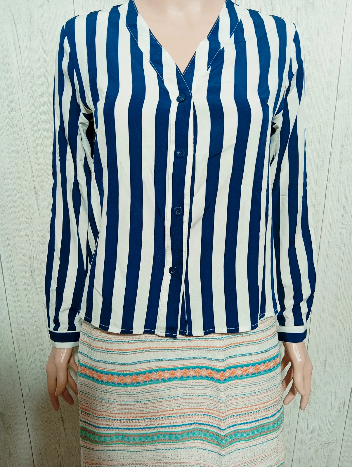 Chemisier femme - taille S/36 - shein - couleur marine et blanc – Shein – taille S / 36 / 8 3