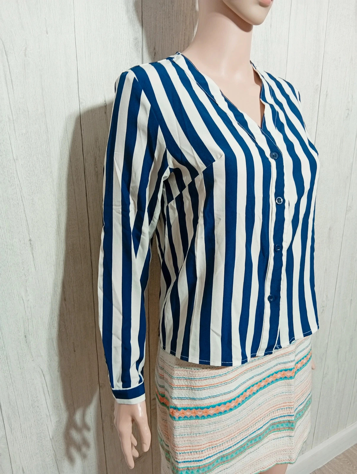 Chemisier femme - taille S/36 - shein - couleur marine et blanc – Shein – taille S / 36 / 8 4