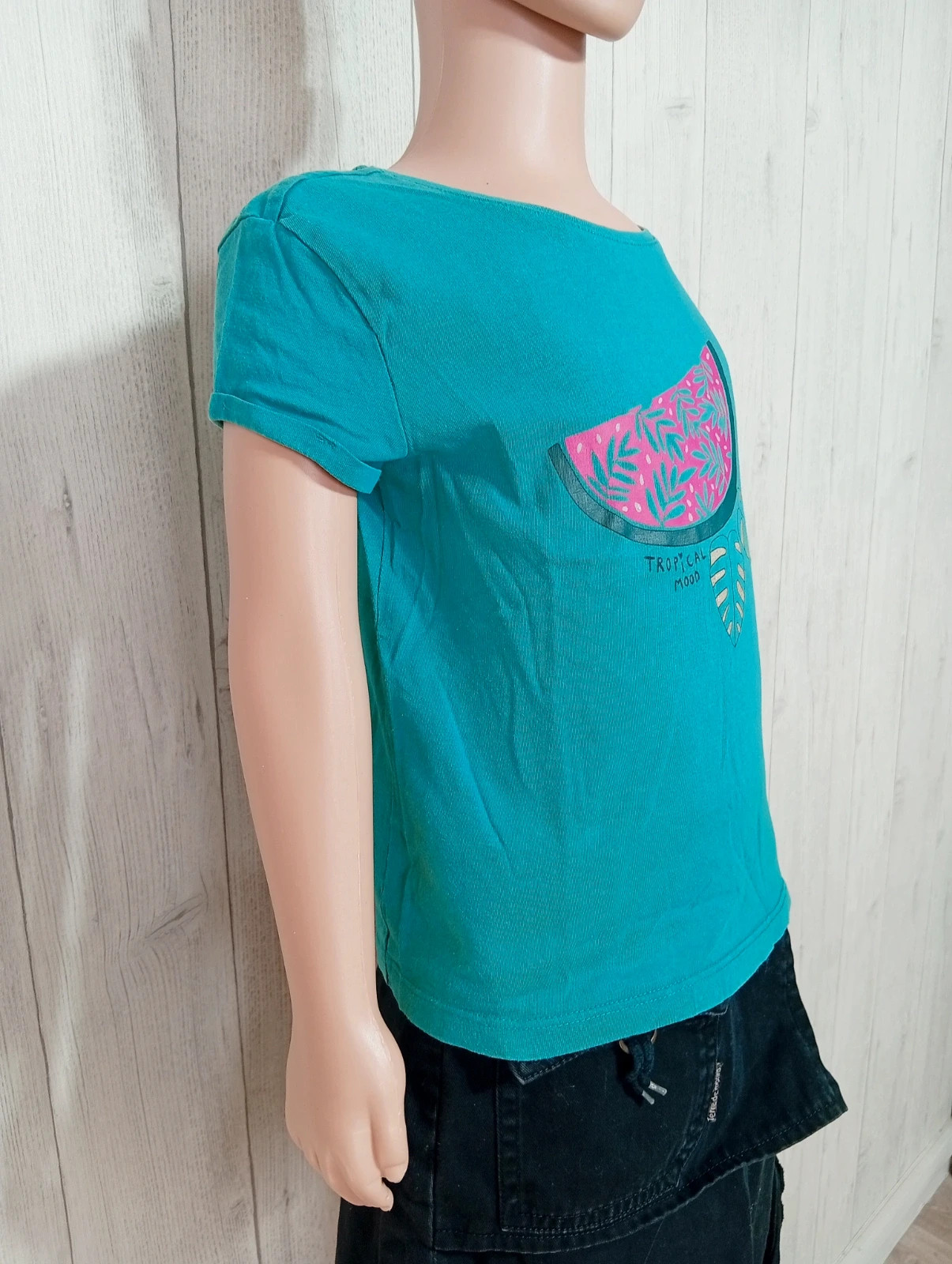 T-shirt manche courtes fille - taille 5 ans (110 cm) - tape A loeil - couleur vert foncé fushia – Tape à l'œil – taille 5 ans / 110 cm 4