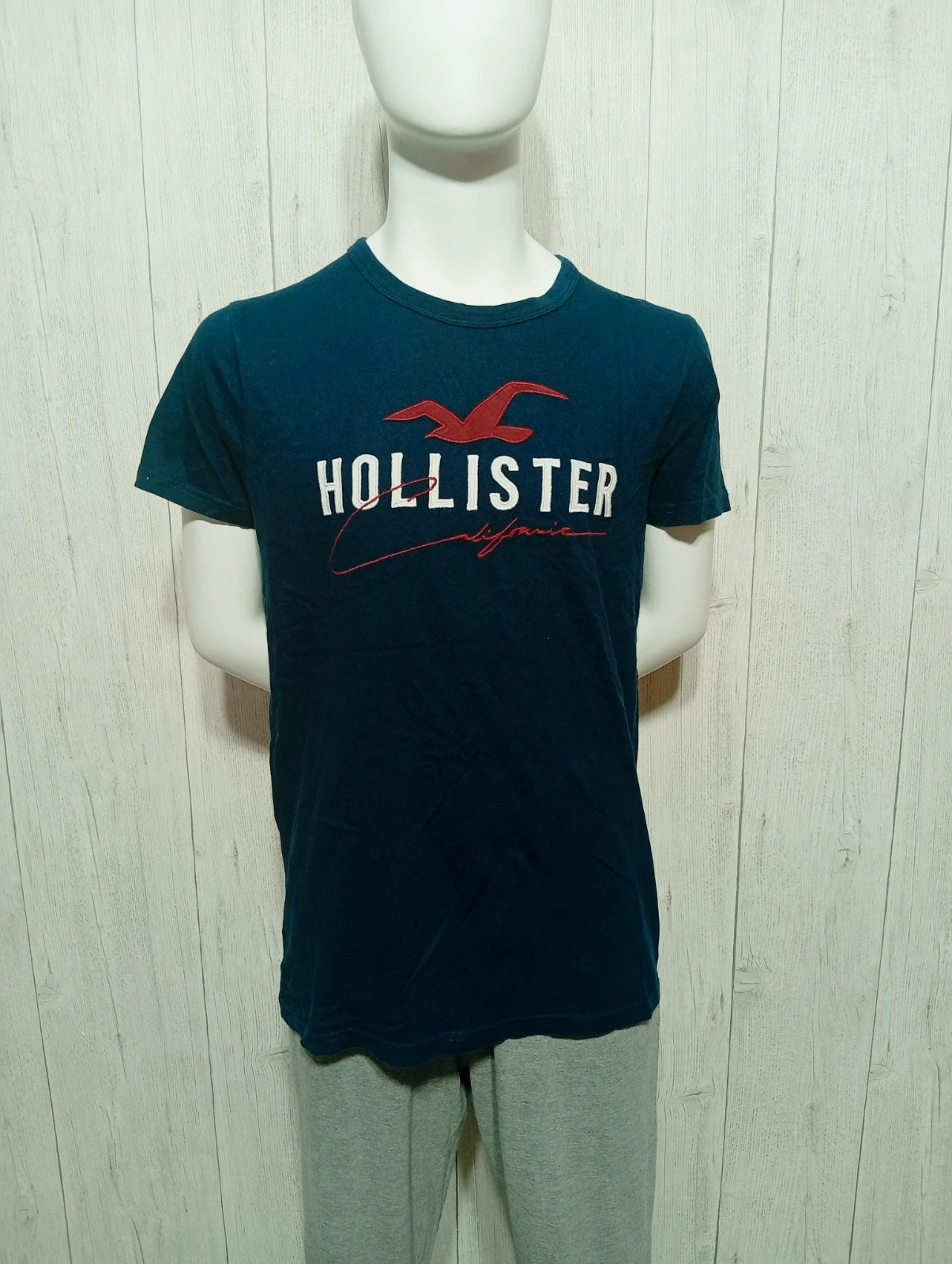 T-shirt manche courte homme - taille S/36 - hollister - couleur marine blanc bordeaux