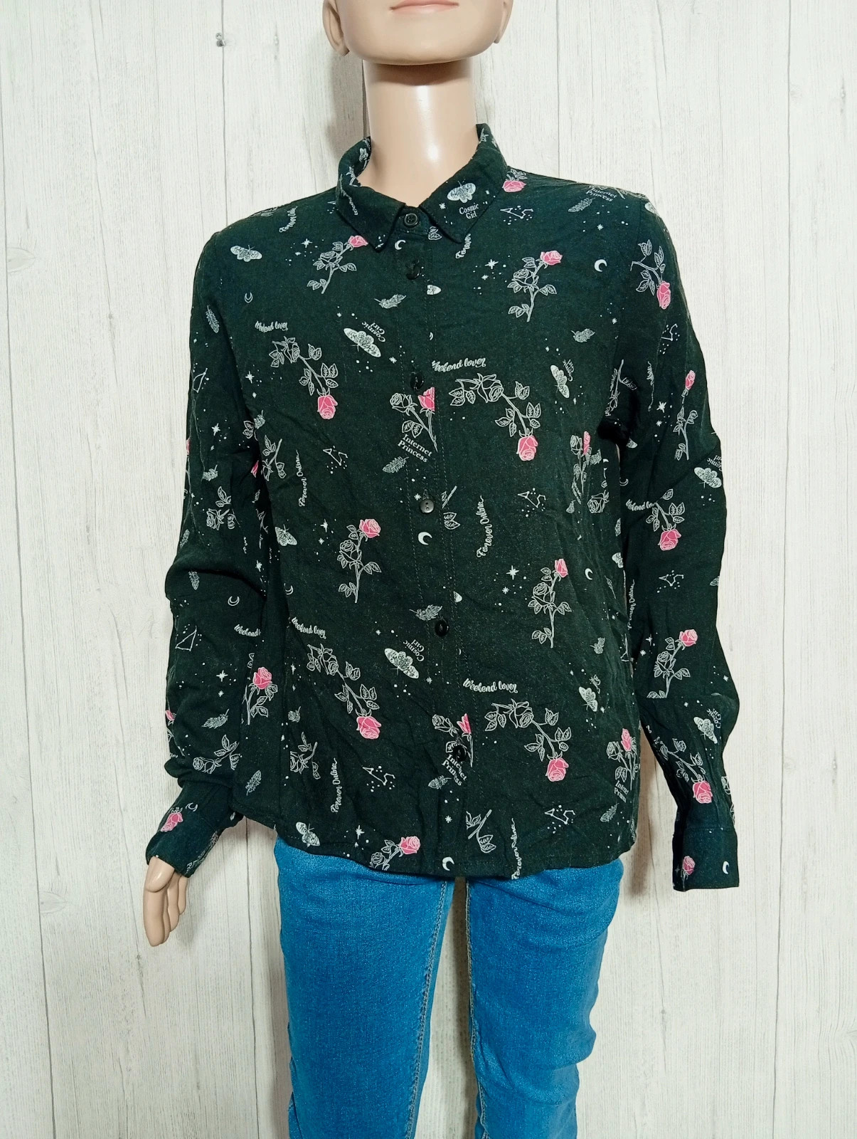 Chemisier manche longues fille - taille 12 ans - Gemo - couleur noir fushia – Gémo – taille 12 ans / 152 cm
