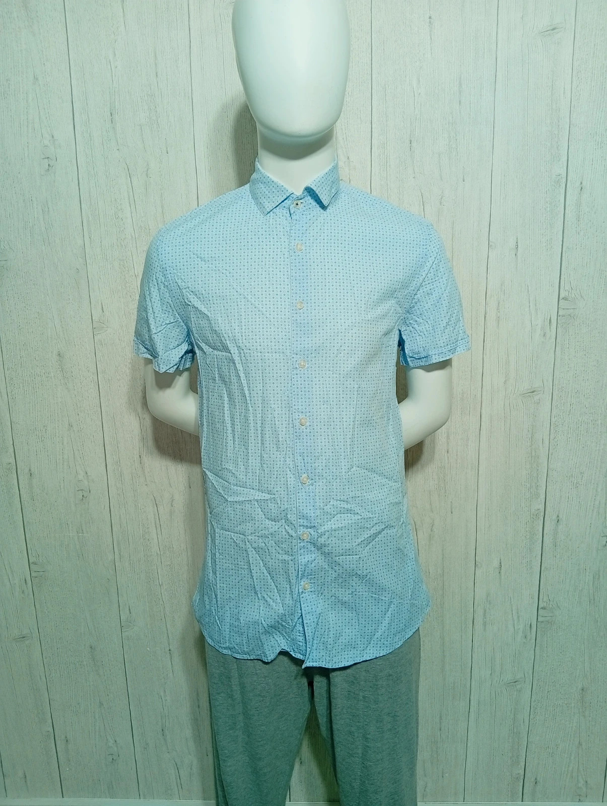 Chemise manche courte homme - taille S/36-Devred- couleur bleu et blanc