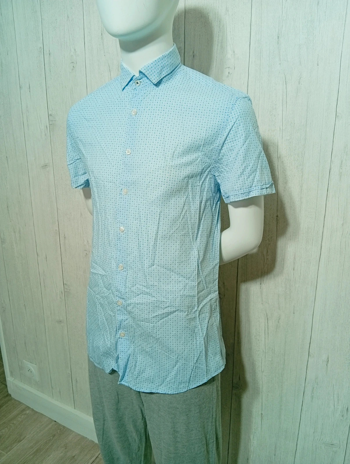 Chemise manche courte homme - taille S/36-Devred- couleur bleu et blanc – Devred – taille S 5