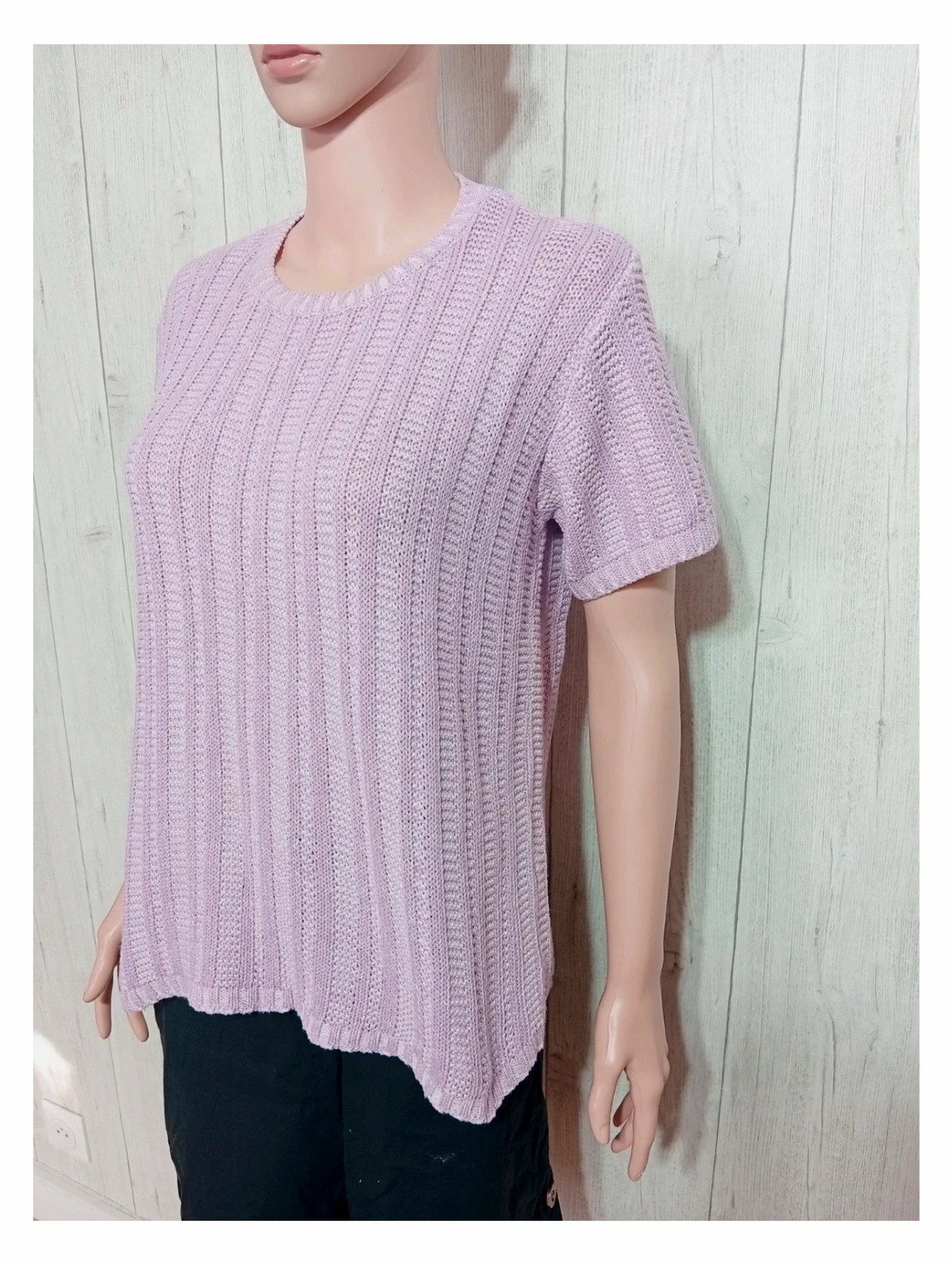 Pull d'hiver femme Afibel a manches courtes - couleur lila - taille 42/44 – Afibel – taille XL / 42 / 14 5