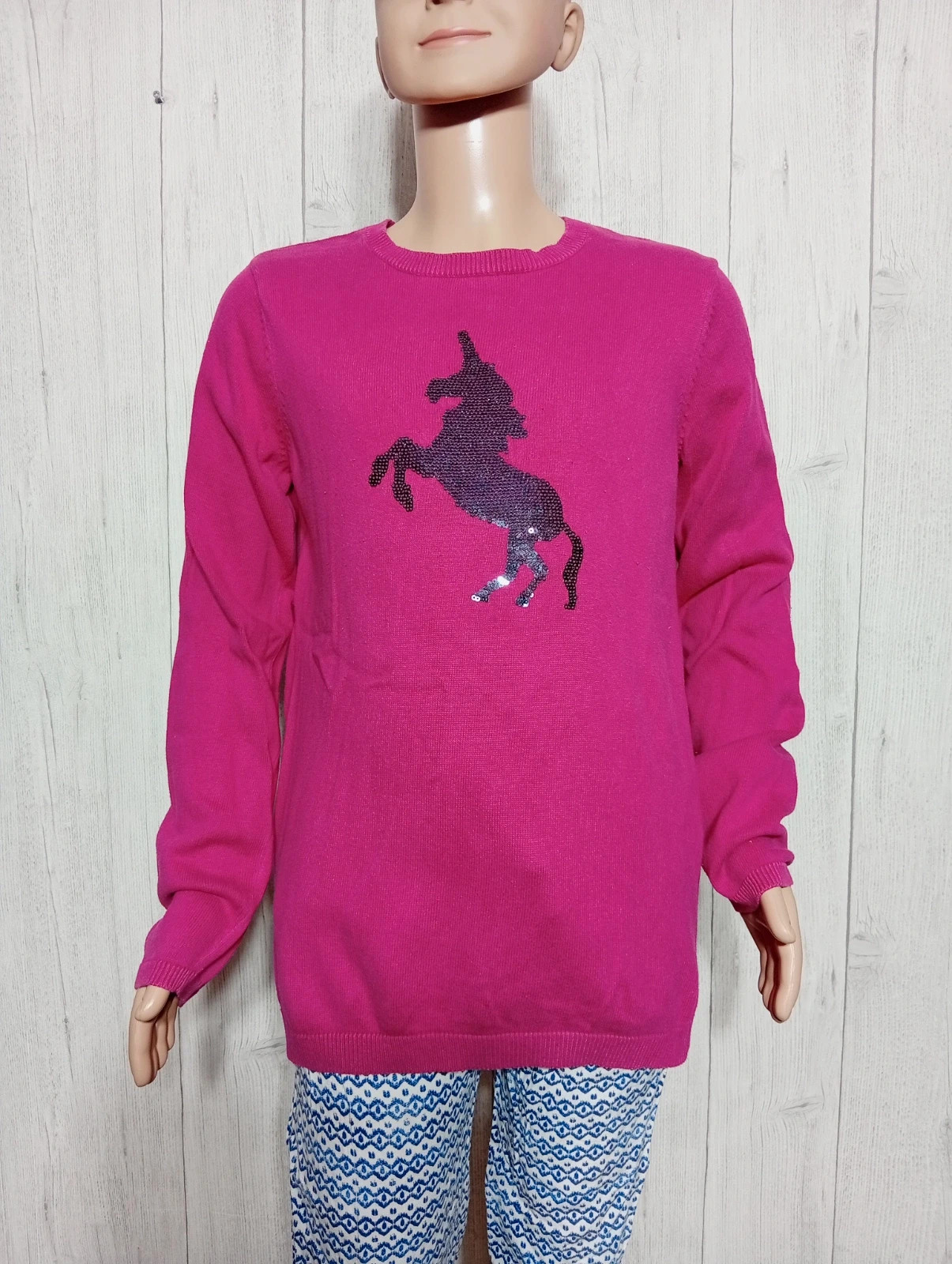Pull fille - taille 12 ans ( 143/155 cm)-inextenso-couleur fushia et marine – In Extenso – taille 12 ans / 152 cm