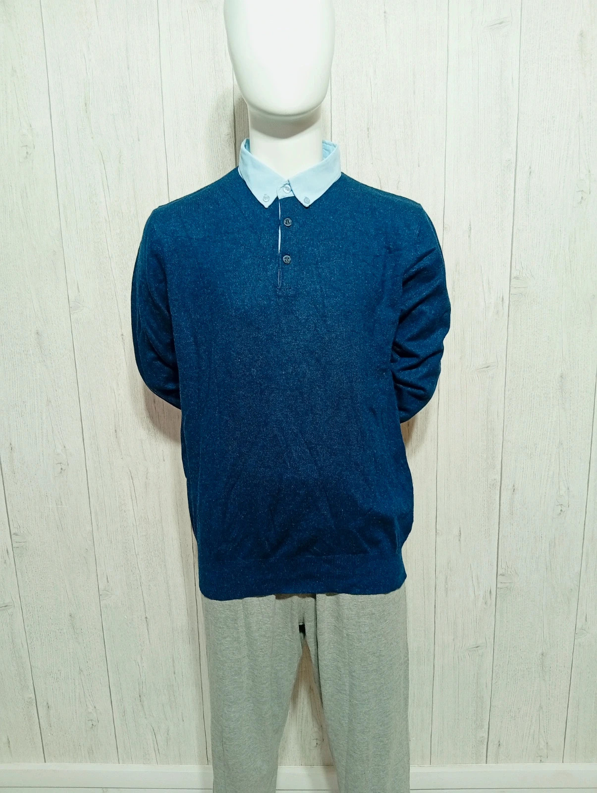 Pull a manches longues homme- taille L/40 - T_Traxx - couleur marine et bleu clair