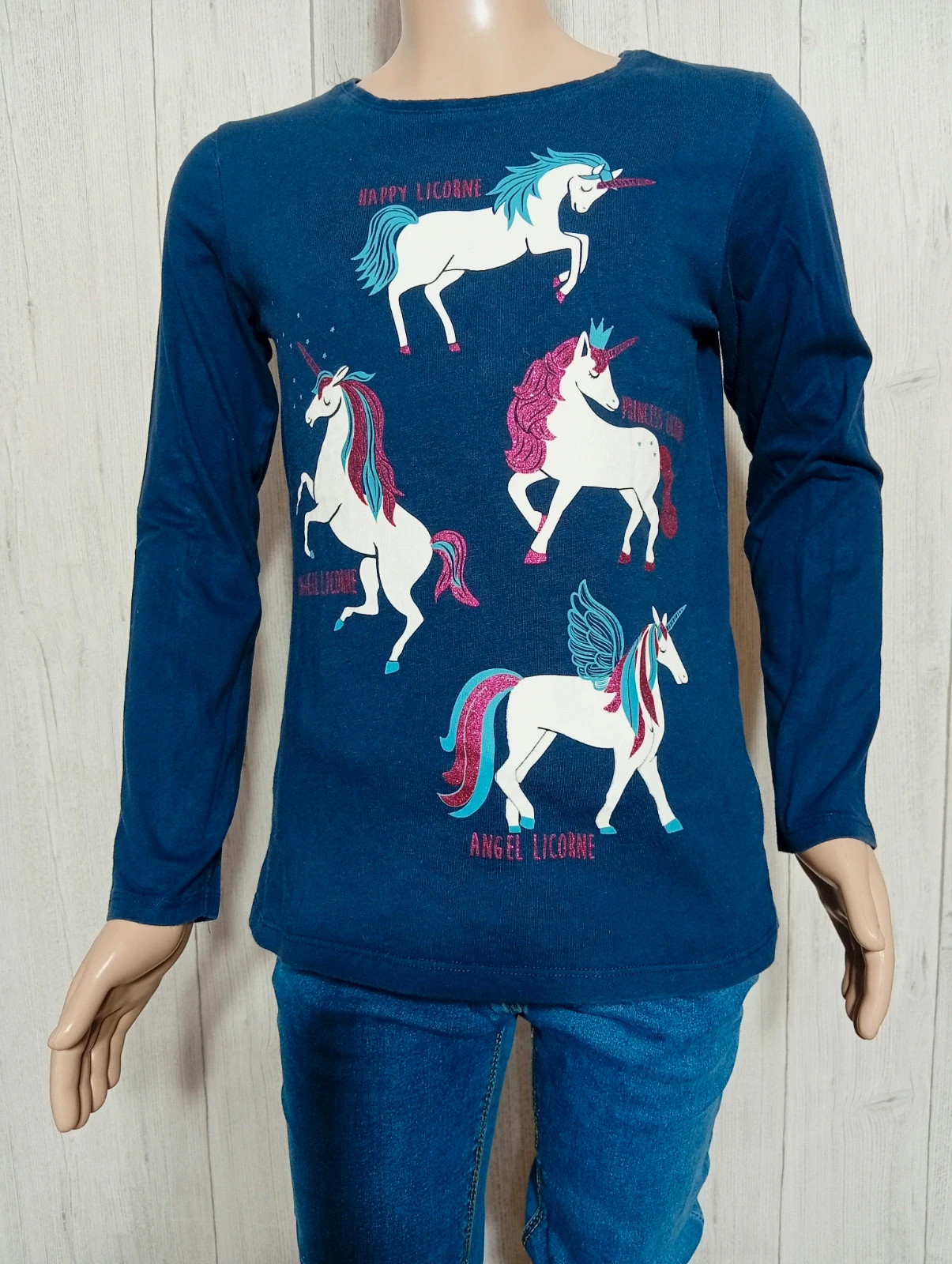 T-shirt manches longues fille-taille 10 ans ( 131/143 cm)-inextenso-couleur marine blanc multicolore – In Extenso – taille 10 ans / 140 cm 3