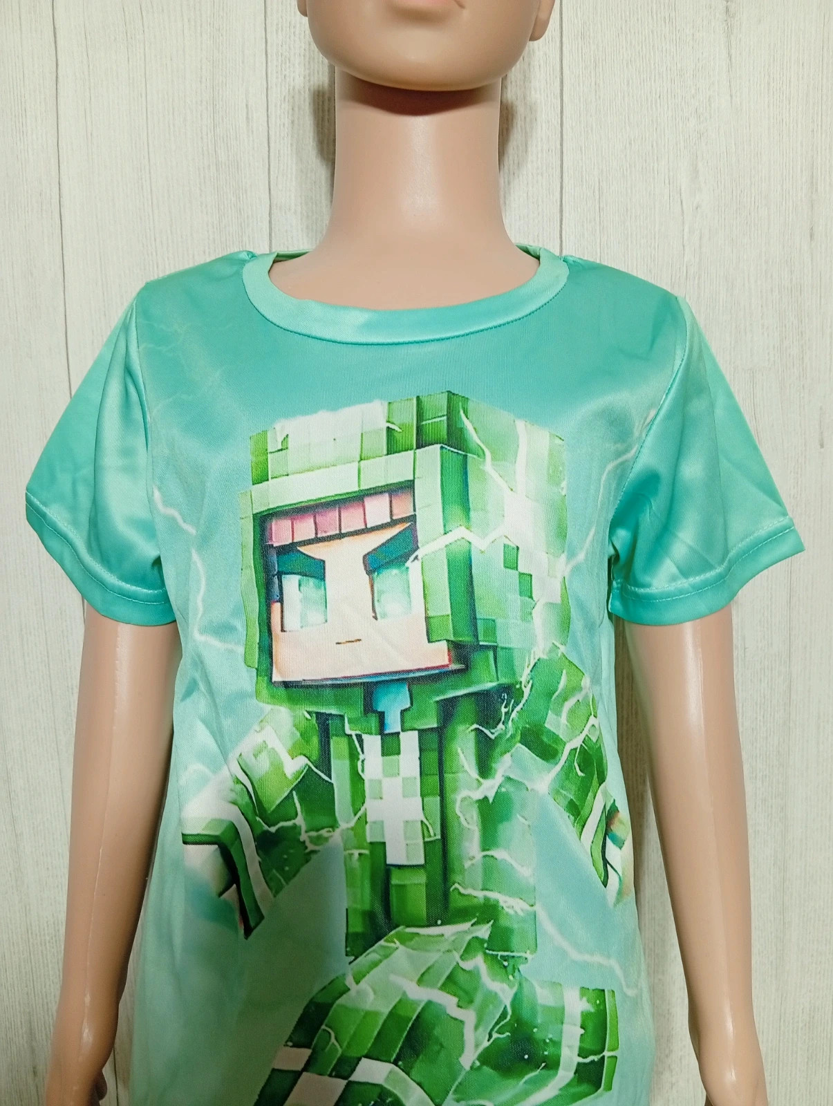 T-shirt imprimé manches courtes minecraft- taille 5/6 ans - couleur menthe vert – Minecraft – taille 5 ans / 110 cm 2