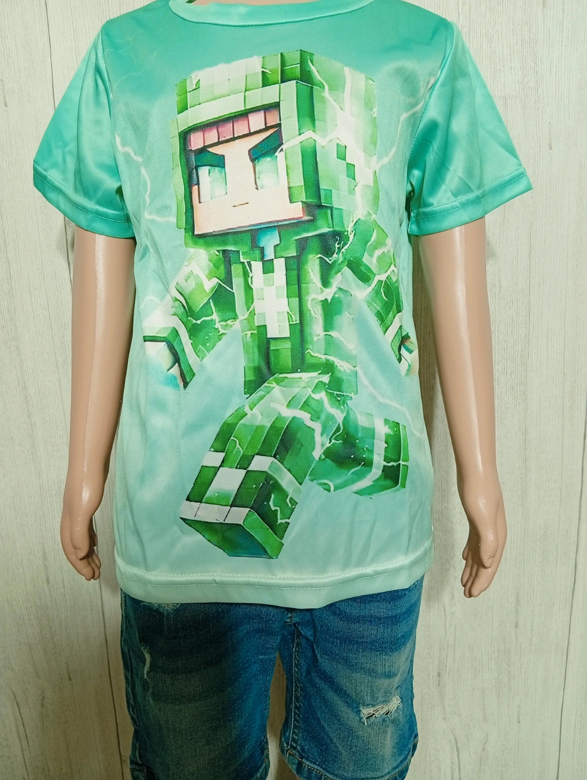 T-shirt imprimé manches courtes minecraft- taille 5/6 ans - couleur menthe vert – Minecraft – taille 5 ans / 110 cm 3