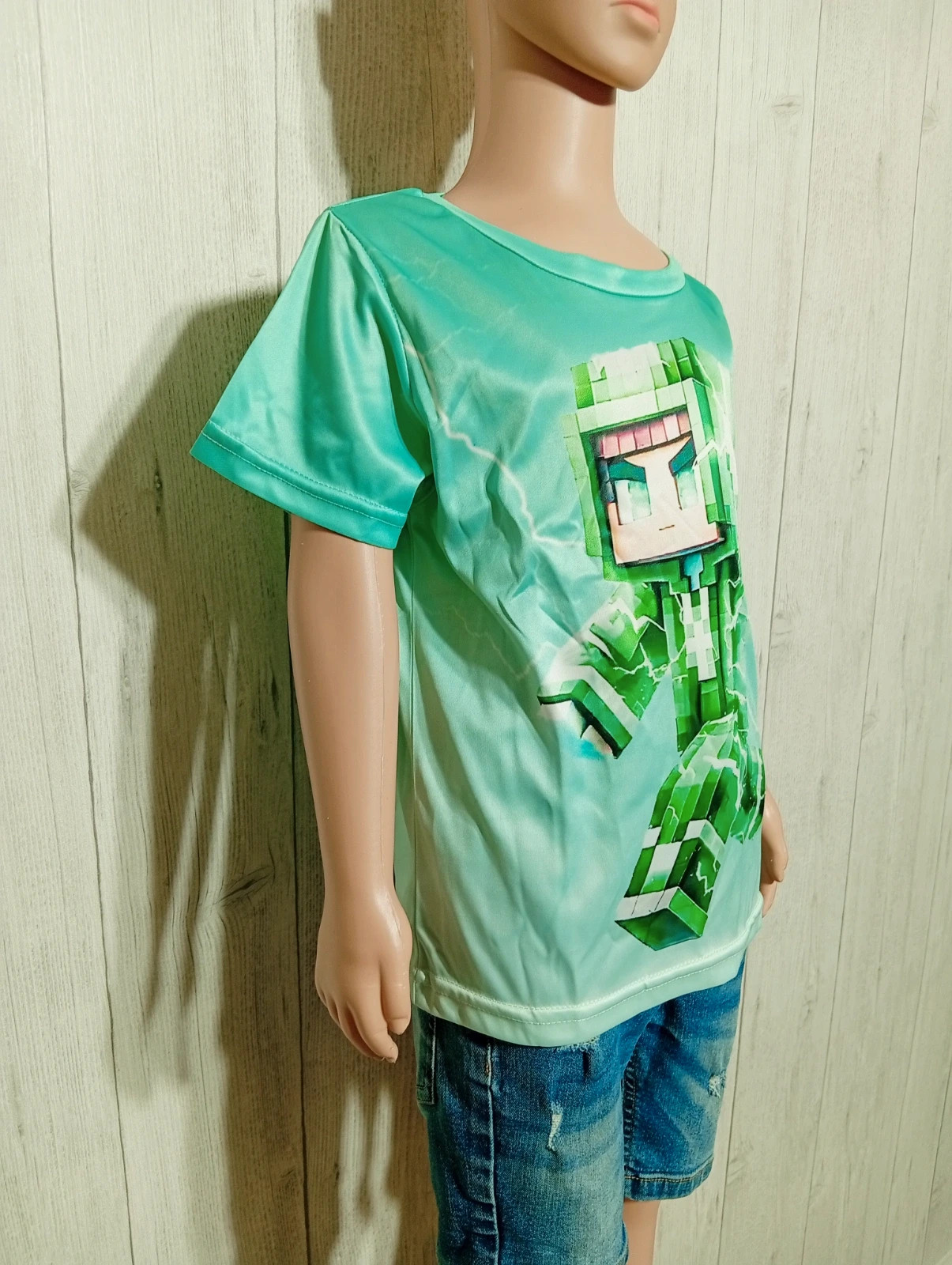T-shirt imprimé manches courtes minecraft- taille 5/6 ans - couleur menthe vert – Minecraft – taille 5 ans / 110 cm 4