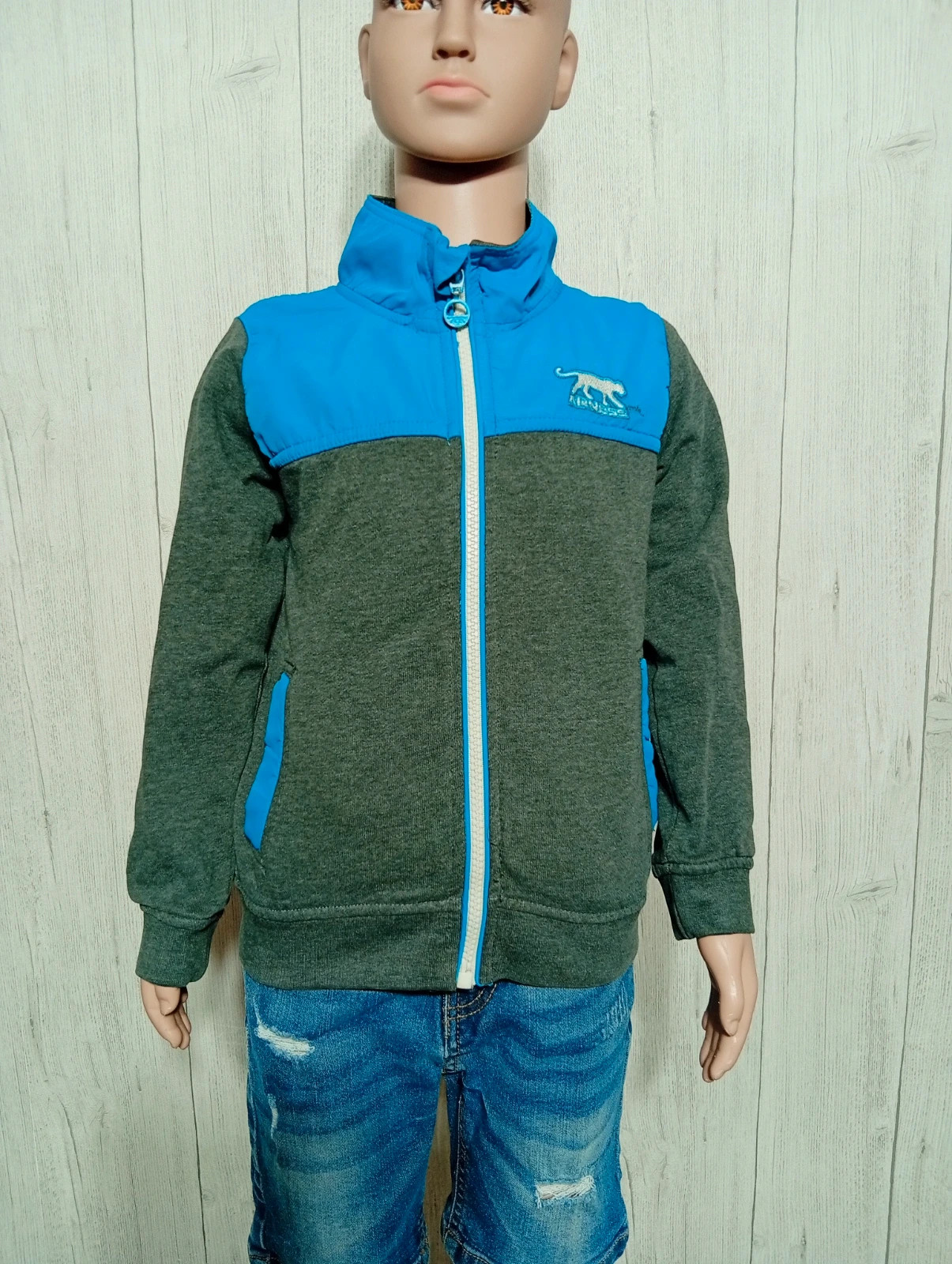 Gilet zippes garcon - taille 5 ans - airness - couleur bleu et gris