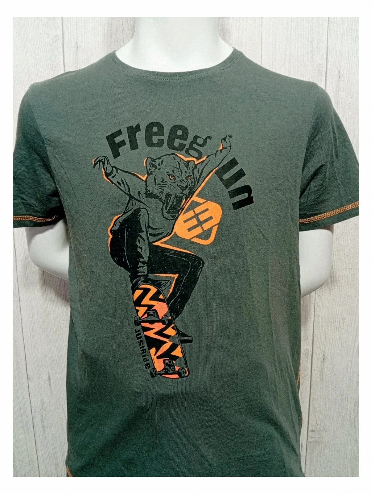 T-shirt homme manche courte - freegun - taille M/38 - couleur gris et jaune – Freegun – taille M 2
