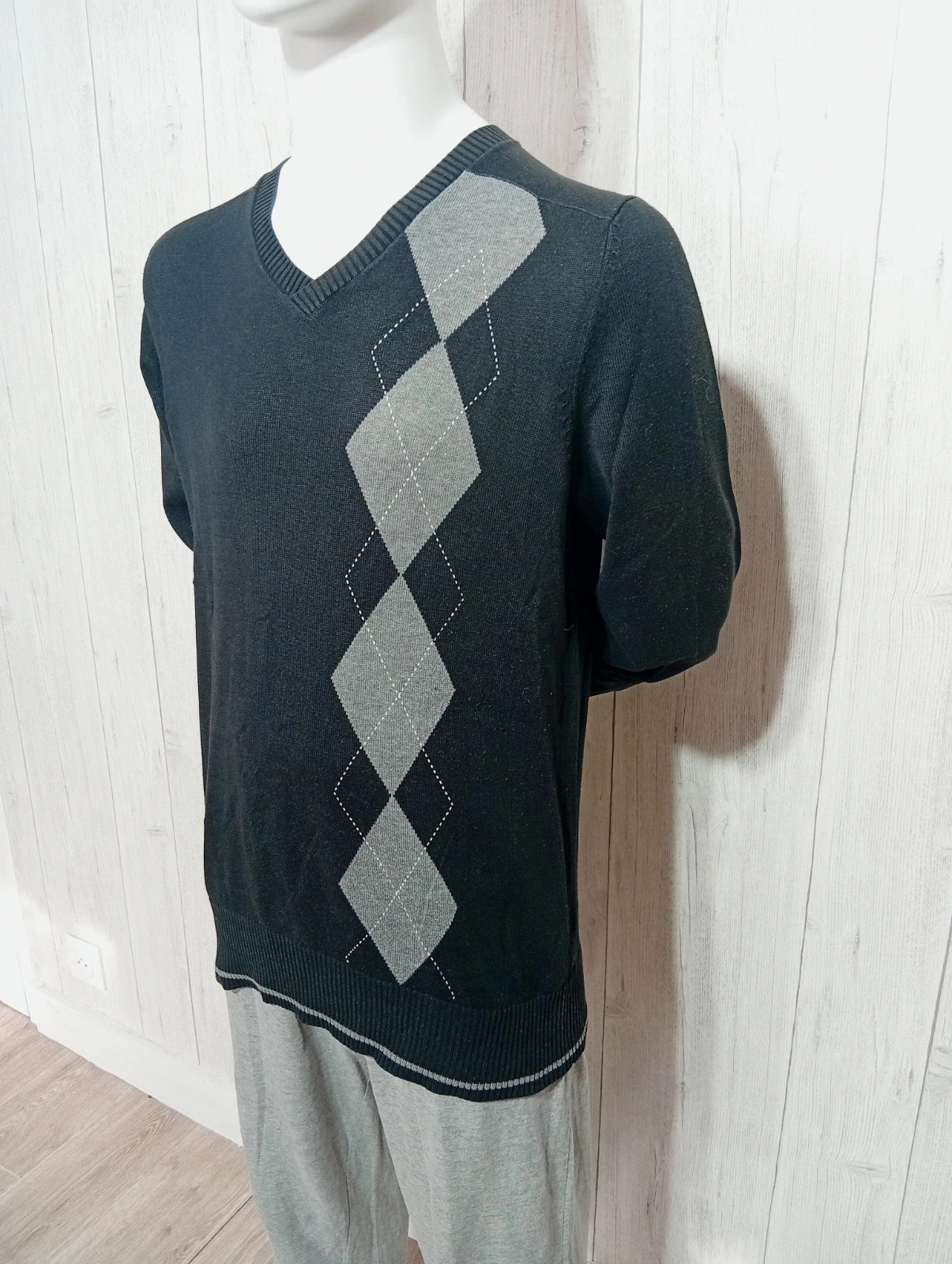 Sweat a col V homme - taille L/40 - Jules - couleur noir et gris – Jules – taille L 5