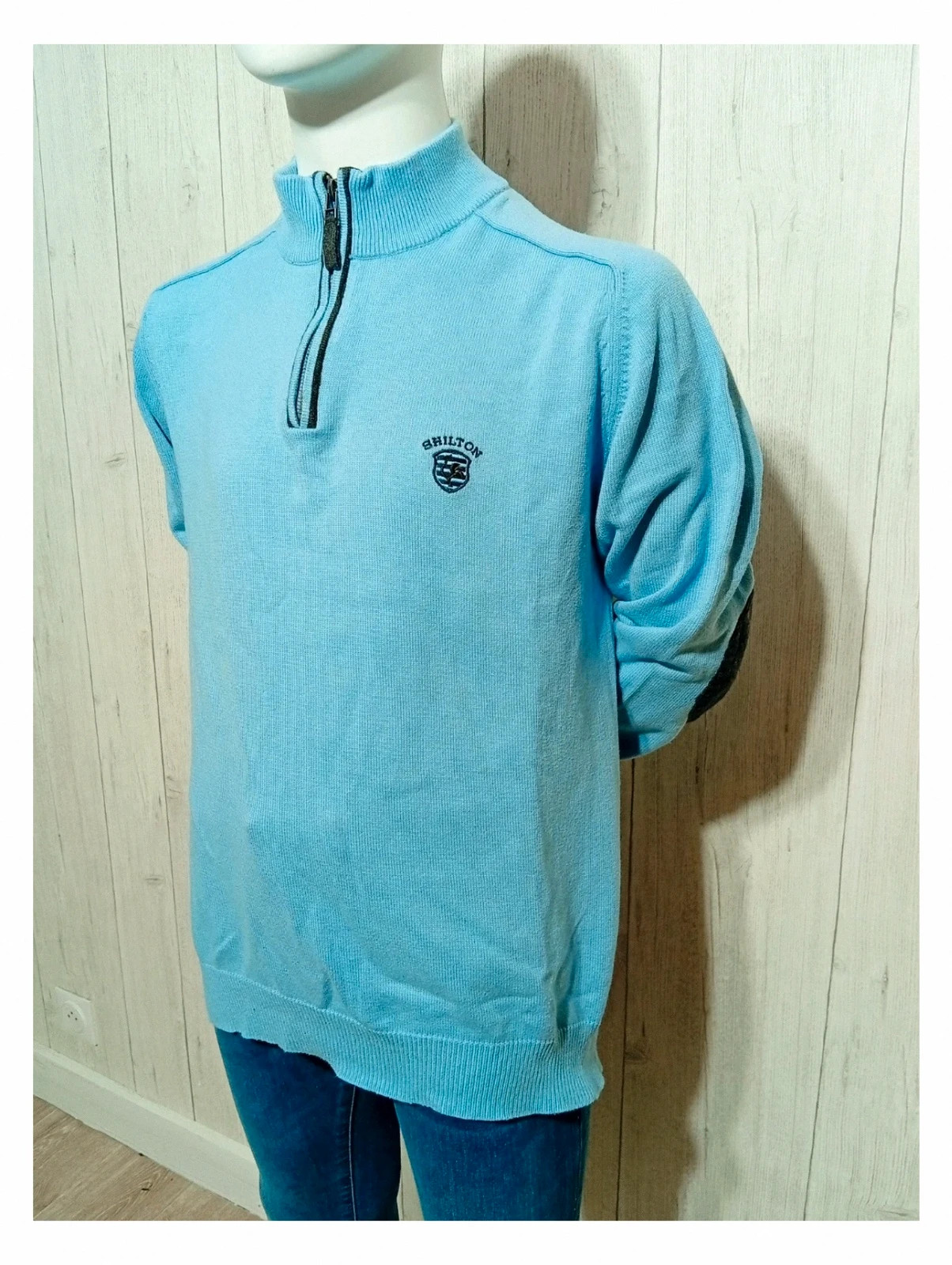 Pull shilton homme manches longues - couleur bleu clair - taille XL/42 – Shilton – taille XL 5