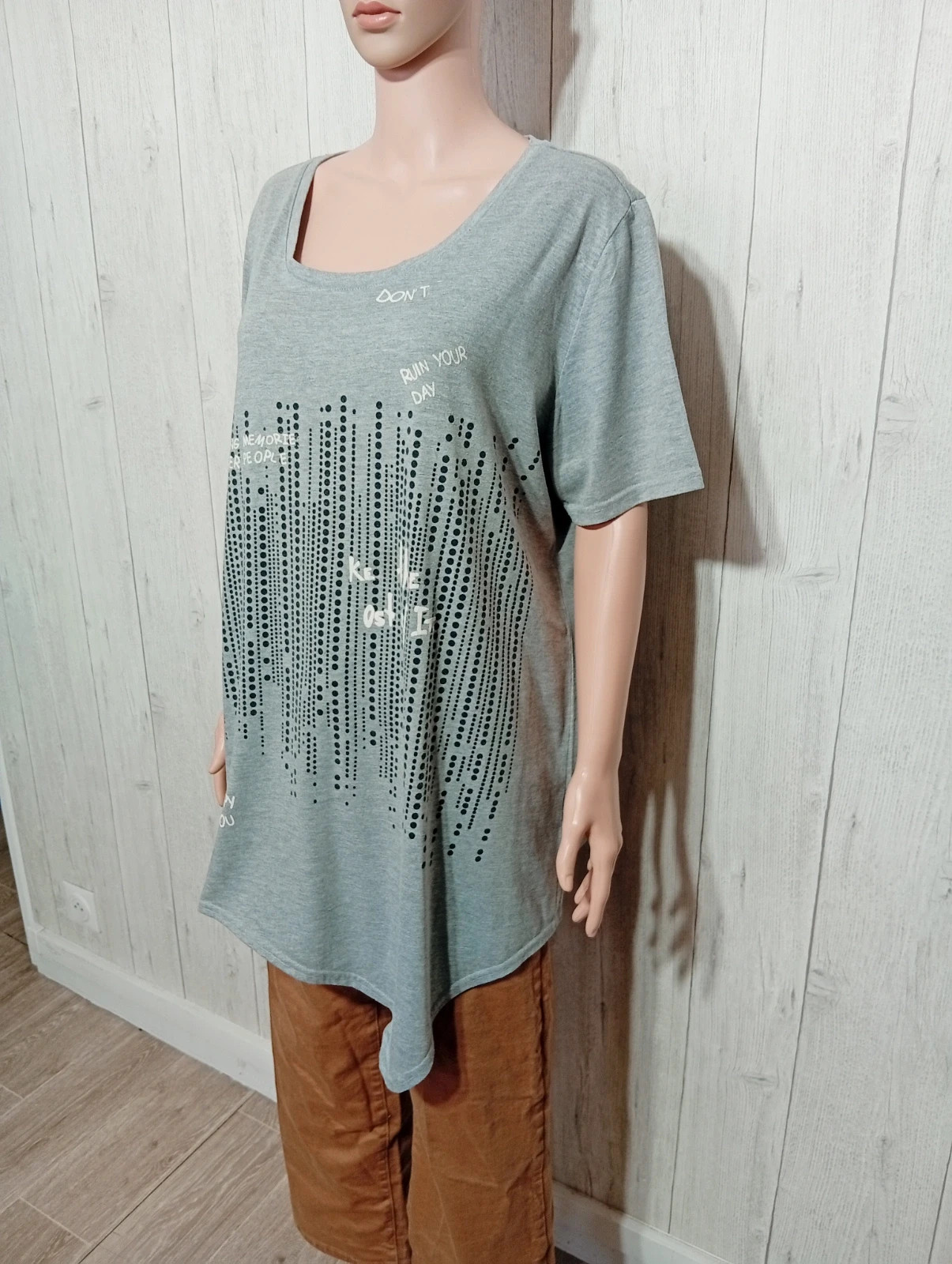 T-shirt manche courte femme - taille 54 - mia moda - couleur gris – Mia moda – taille 7XL / 54 / 26 5