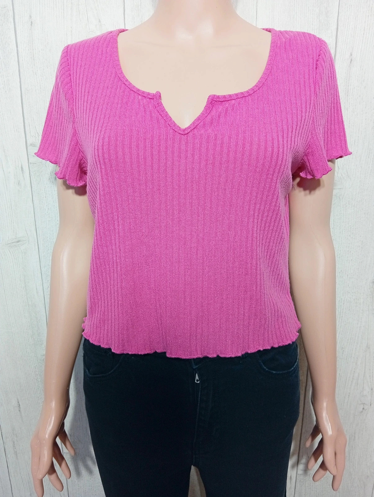 T-shirt unie manche courte femme - taille XL/42 - shein - couleur fushia – Shein – taille XL / 42 / 14 3