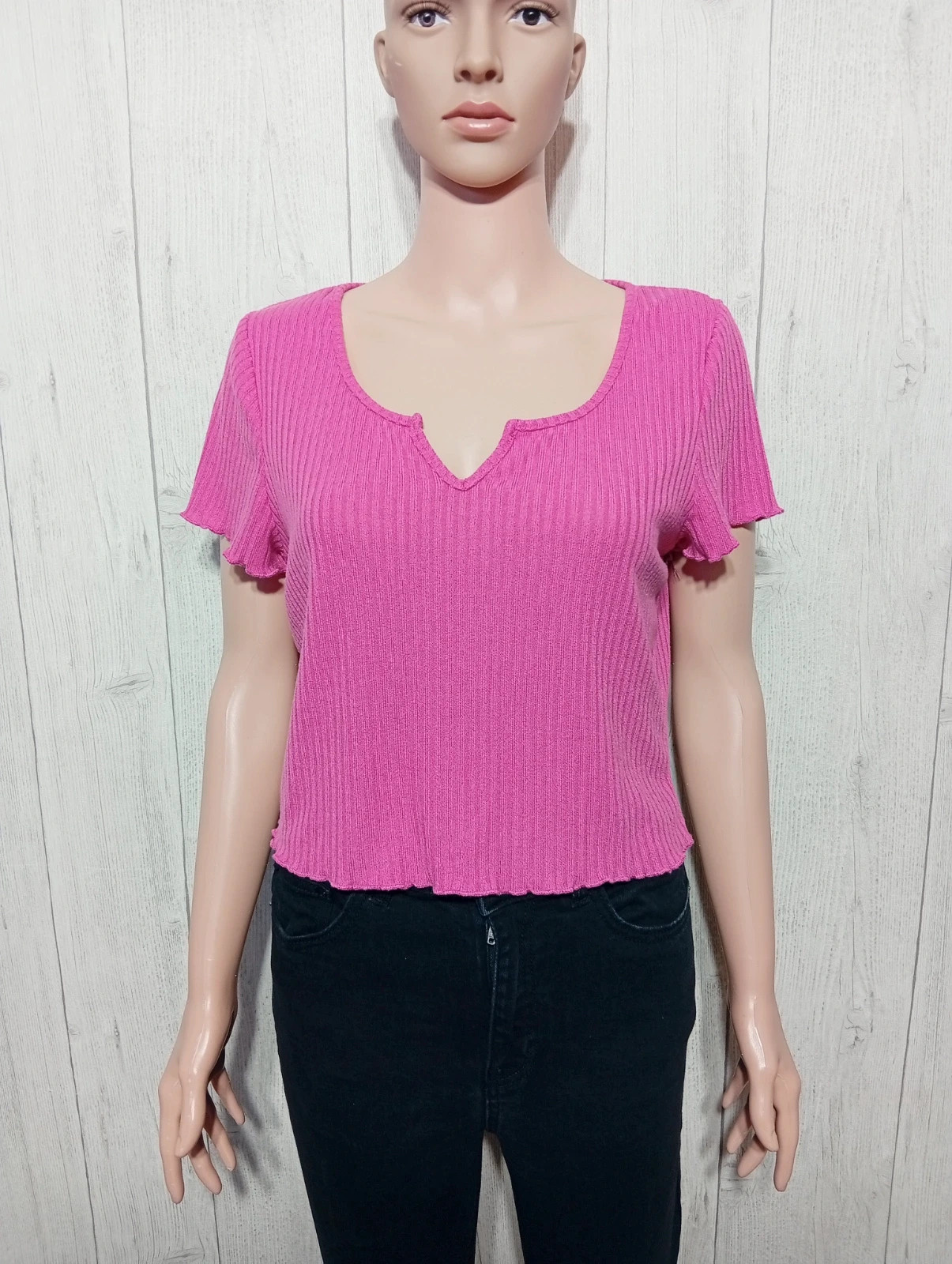 T-shirt unie manche courte femme - taille XL/42 - shein - couleur fushia – Shein – taille XL / 42 / 14