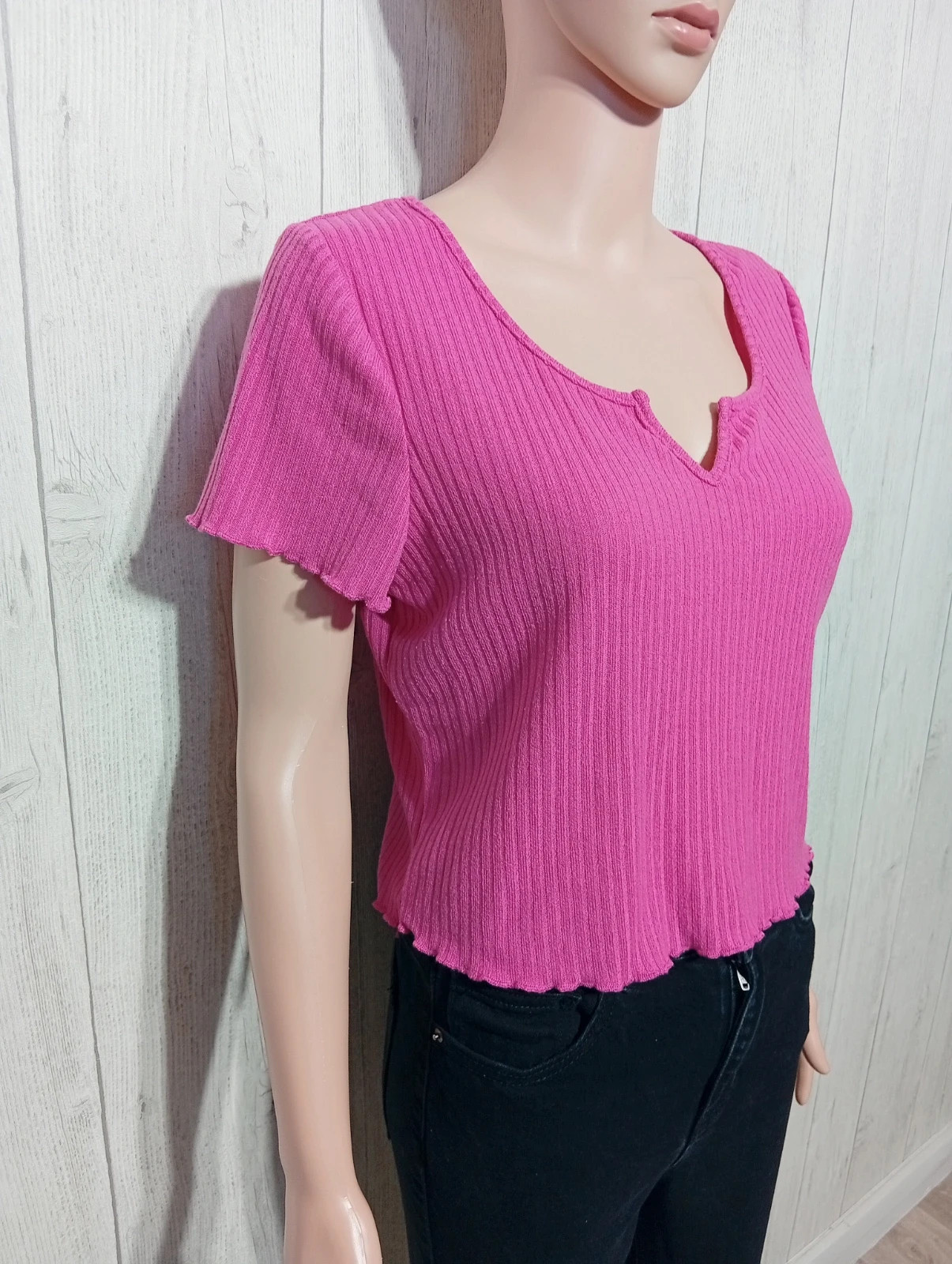 T-shirt unie manche courte femme - taille XL/42 - shein - couleur fushia – Shein – taille XL / 42 / 14 4