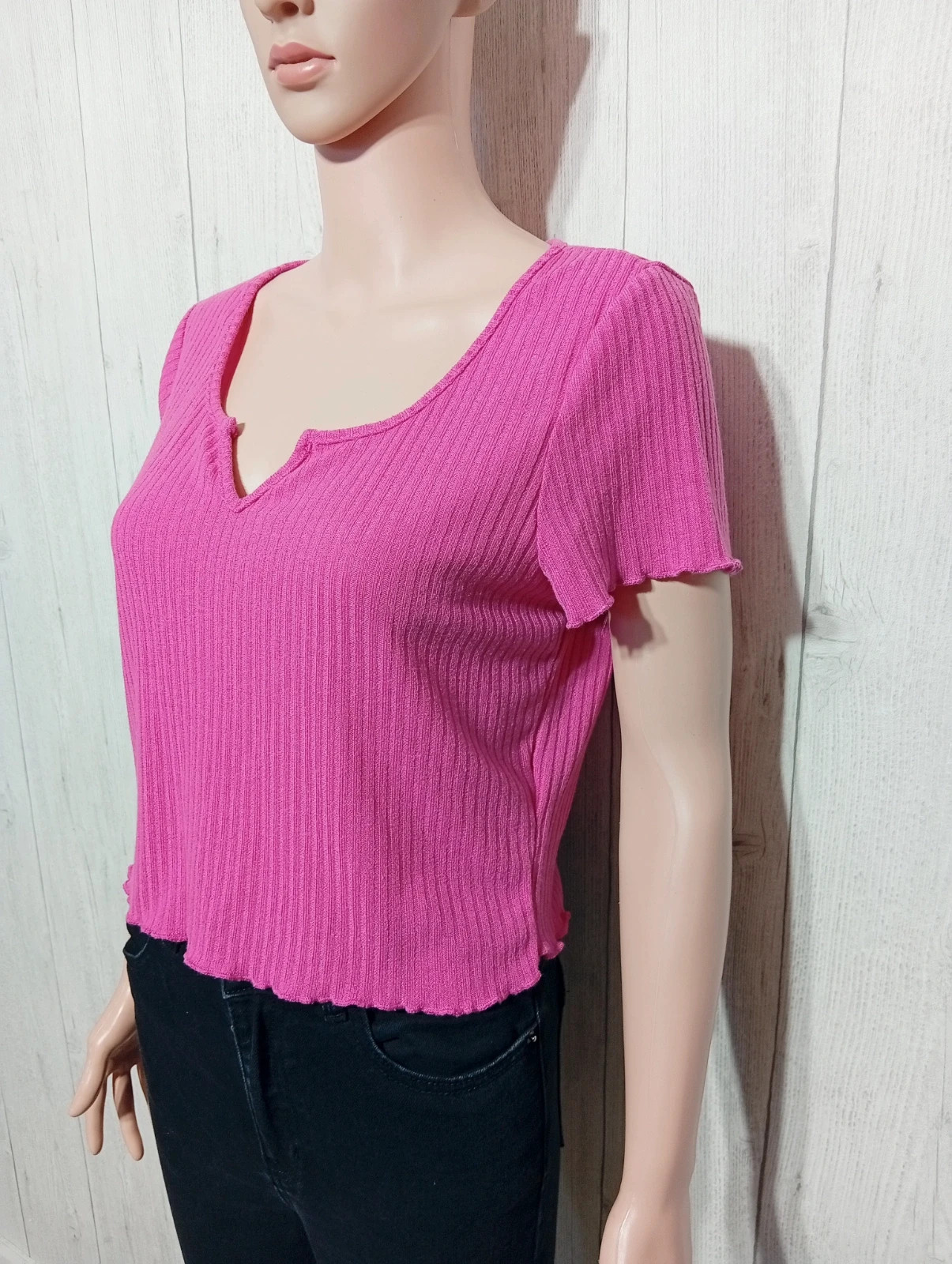 T-shirt unie manche courte femme - taille XL/42 - shein - couleur fushia – Shein – taille XL / 42 / 14 5