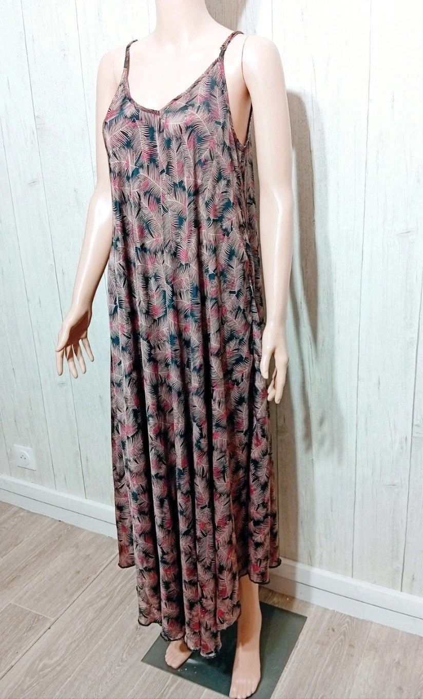 Robe longue d'été à motif femme - Taille unique - Algo Bonito - couleur noir rose – algo bonito – taille Taille unique 5