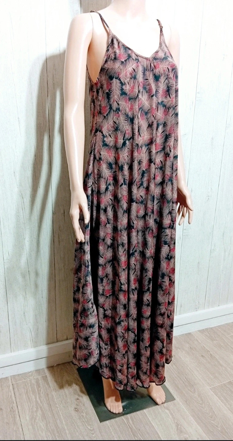 Robe longue d'été à motif femme - Taille unique - Algo Bonito - couleur noir rose – algo bonito – taille Taille unique 4