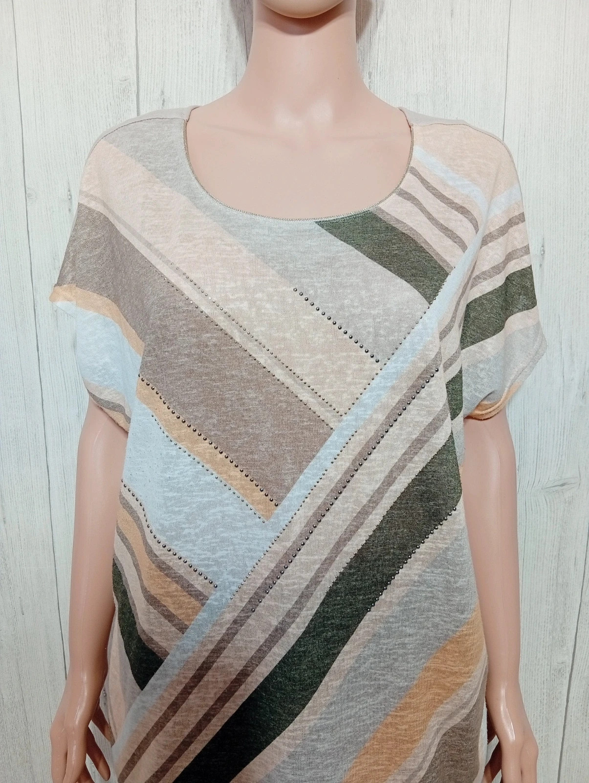 Blouse manche courte femme - taille XL/42 ( taille 4) - couleur beige multicolore – taille XL / 42 / 14 2