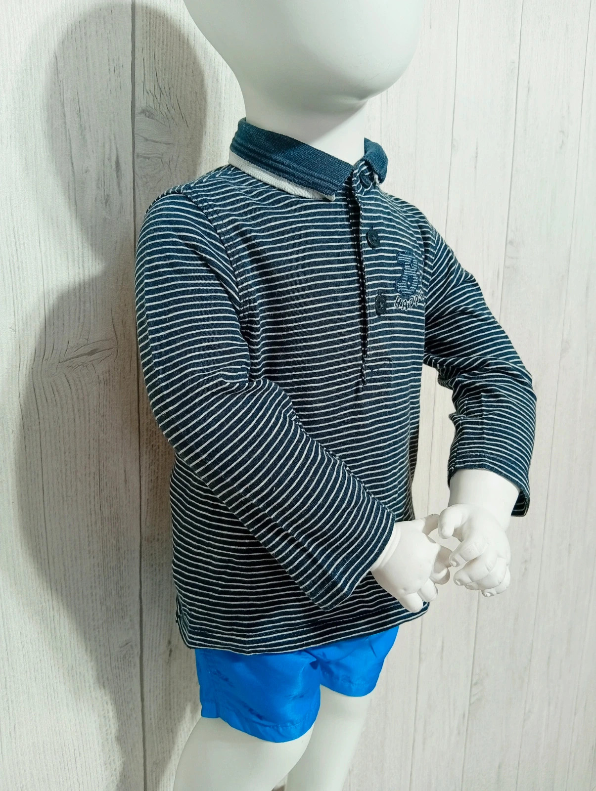 Polo manches longues garçon - taille 18 mois ( 80 cm) - tape a l'oeil - couleur marine et blanc – Tape à l'œil – taille 12-18 mois / 80 cm 2