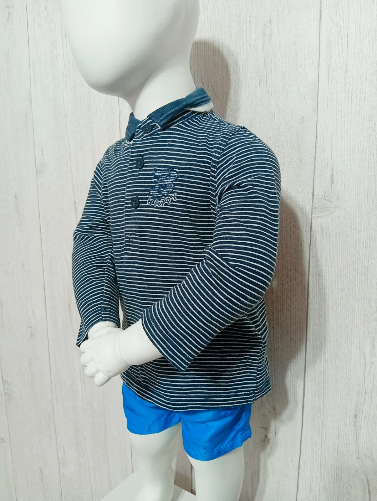 Polo manches longues garçon - taille 18 mois ( 80 cm) - tape a l'oeil - couleur marine et blanc – Tape à l'œil – taille 12-18 mois / 80 cm 3