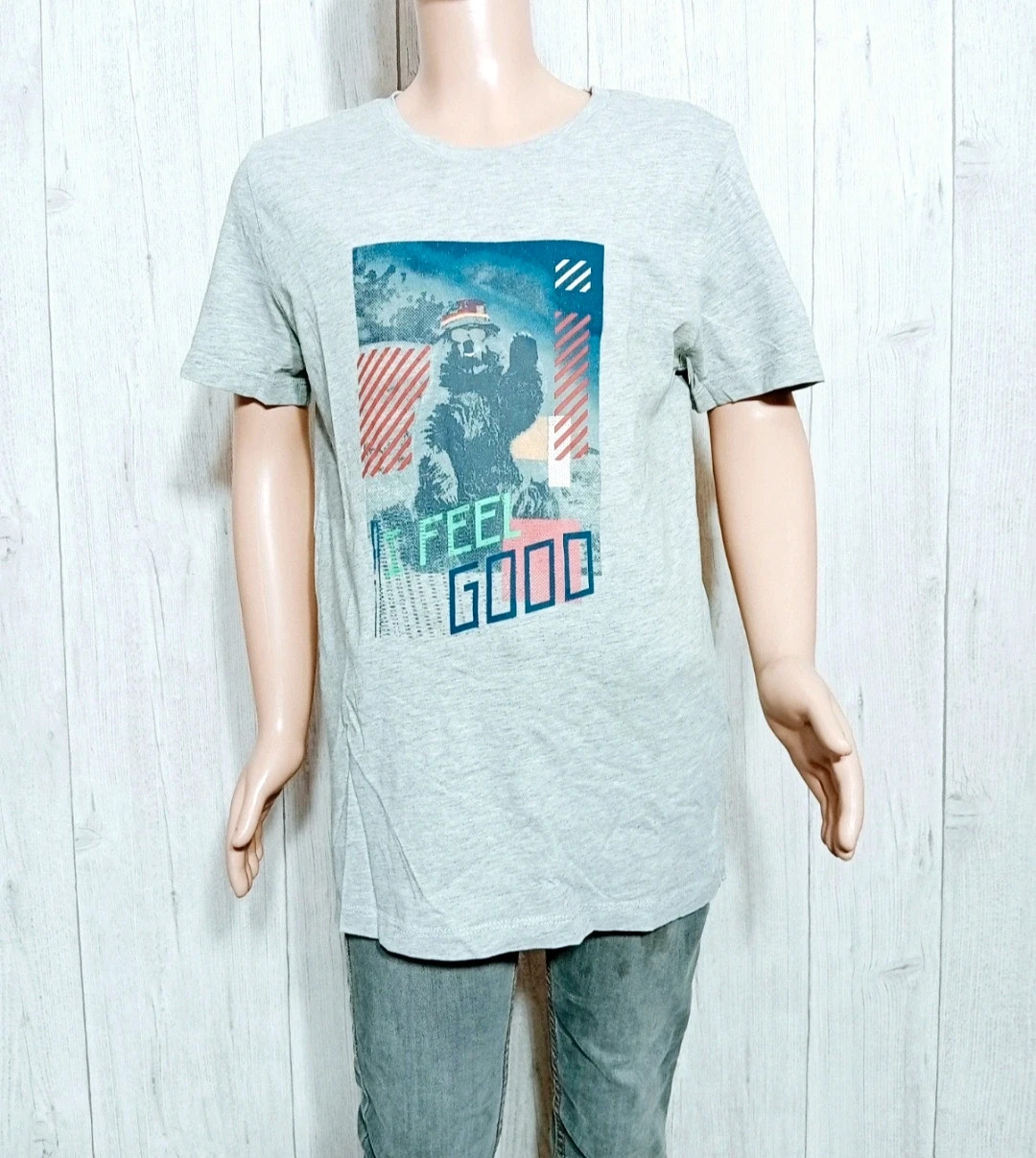 T-shirt manches courtes garcon- taille 12 ans ( 152 cm) - catimini - couleur gris et bleu