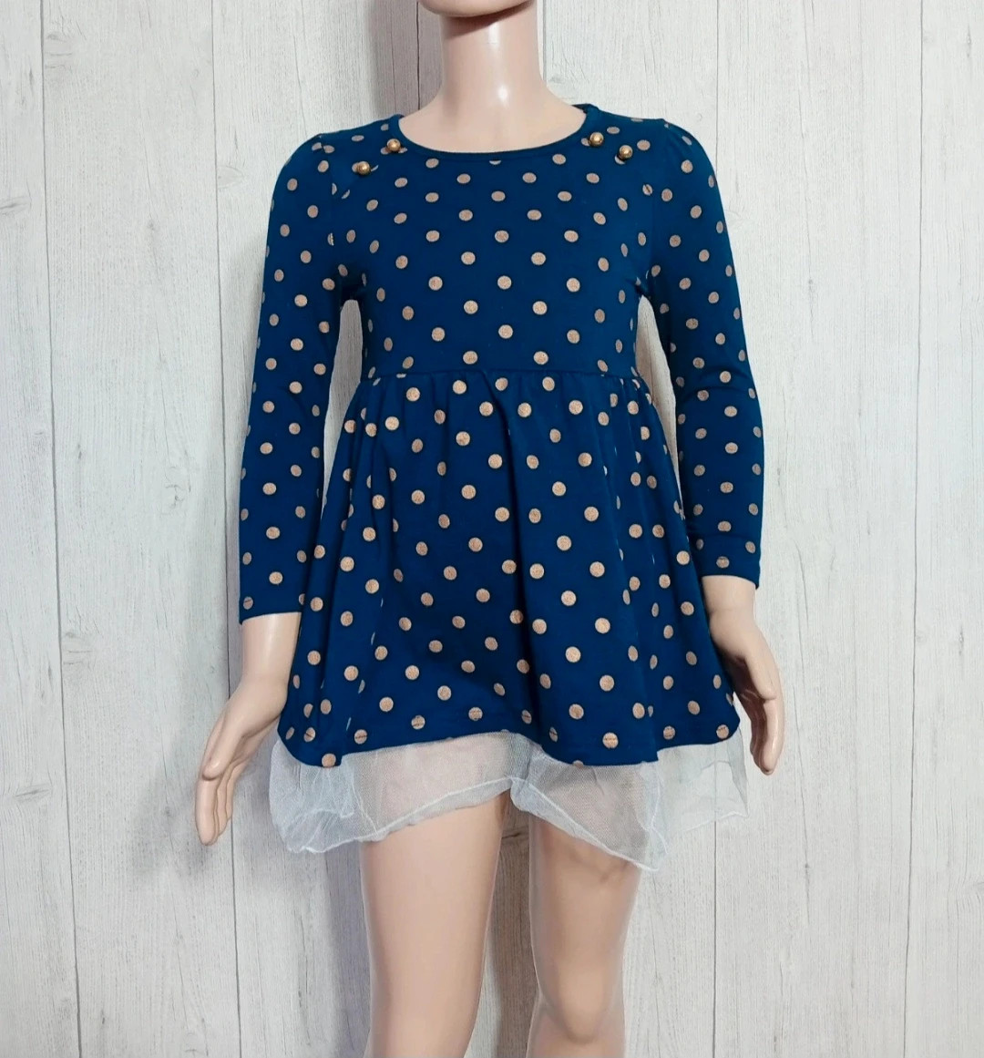 Tunique fille - Taille 10 ans (140cm) -fashion classic - couleur marine et dore