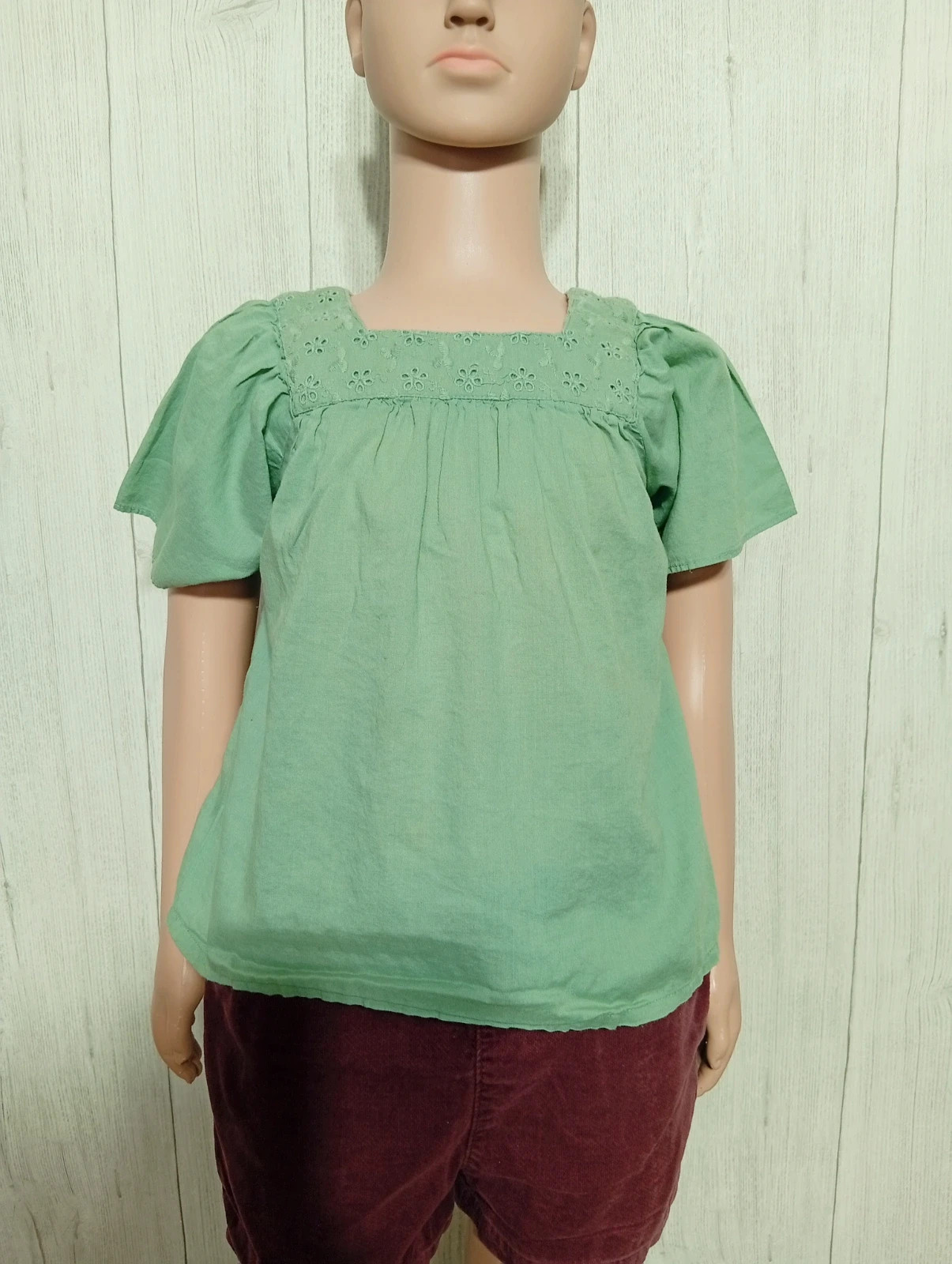 Blouse manche courte fille - taille 3 ans (97 cm) -vertbaudet- couleur vert menthe