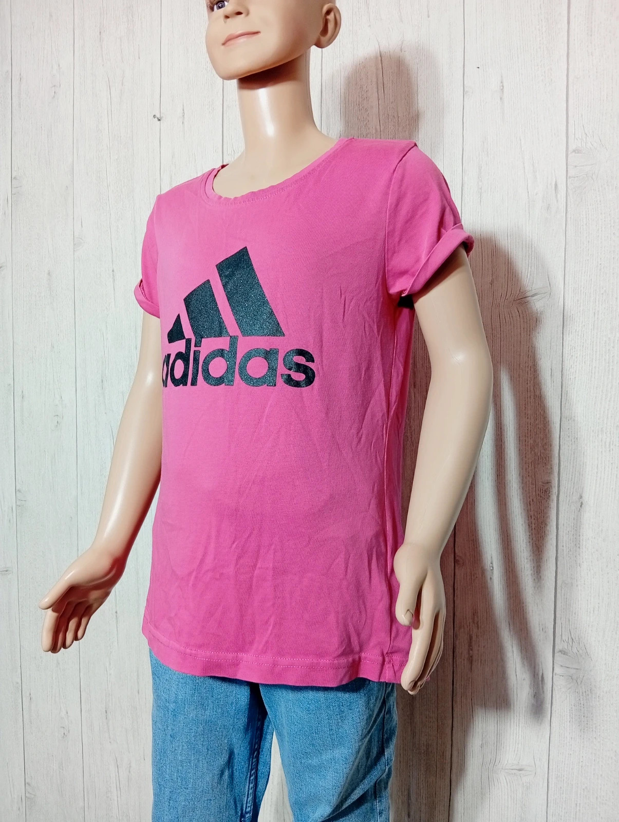 T-shirt manches courtes fille - taille 14 ans (164 cm) - adidas - couleur fushia et noir – adidas – taille 14 ans / 164 cm 4