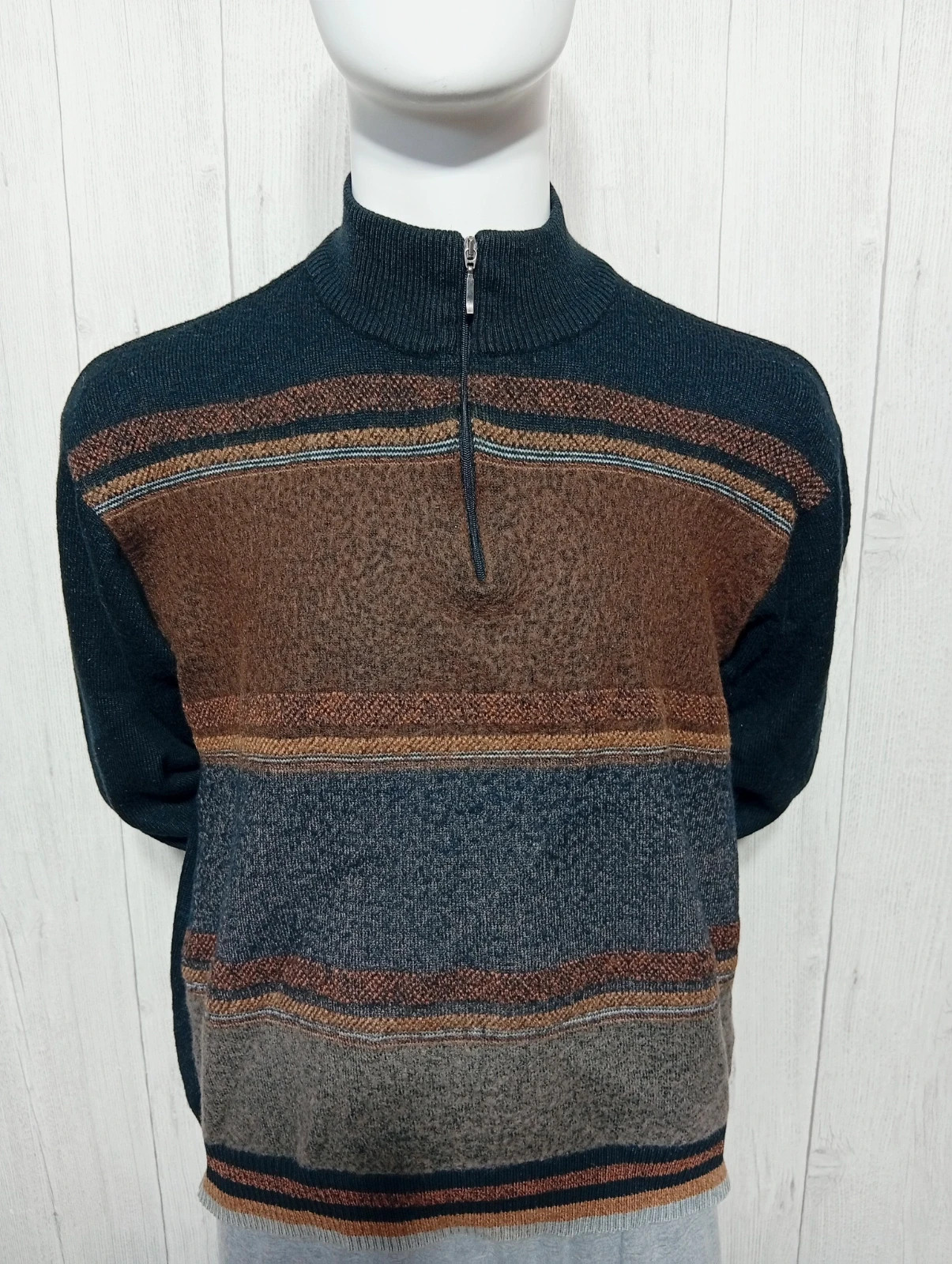 Pull polaire homme - taille L/40 - Tissaia - couleur marron et noir – Tissaia – taille L 2