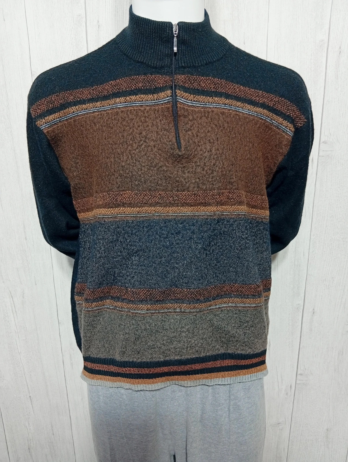 Pull polaire homme - taille L/40 - Tissaia - couleur marron et noir – Tissaia – taille L 3