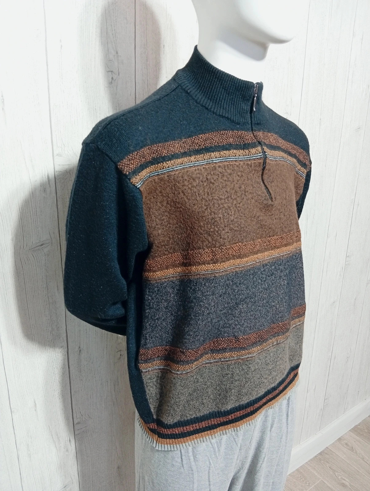 Pull polaire homme - taille L/40 - Tissaia - couleur marron et noir – Tissaia – taille L 4