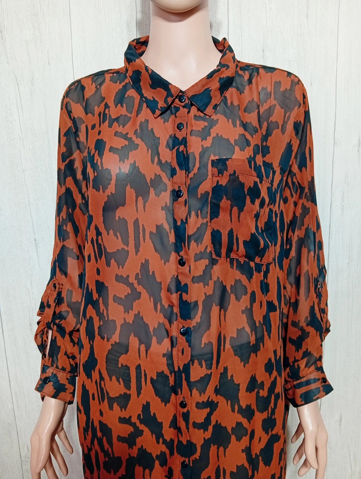 Chemisier femme - taille 4XL/48 - zeeman- couleur marron et noir – Zeeman – taille 4XL / 48 / 20 2