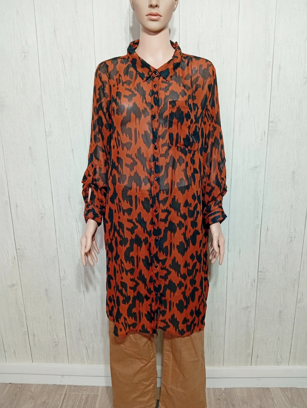 Chemisier femme - taille 4XL/48 - zeeman- couleur marron et noir