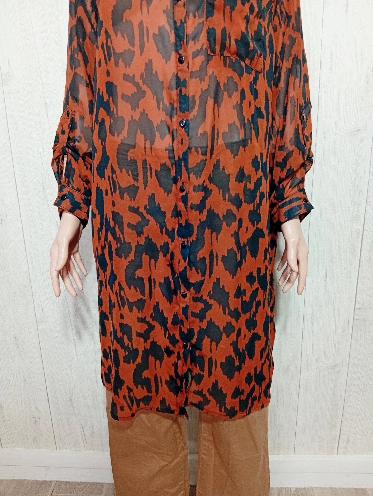 Chemisier femme - taille 4XL/48 - zeeman- couleur marron et noir – Zeeman – taille 4XL / 48 / 20 3