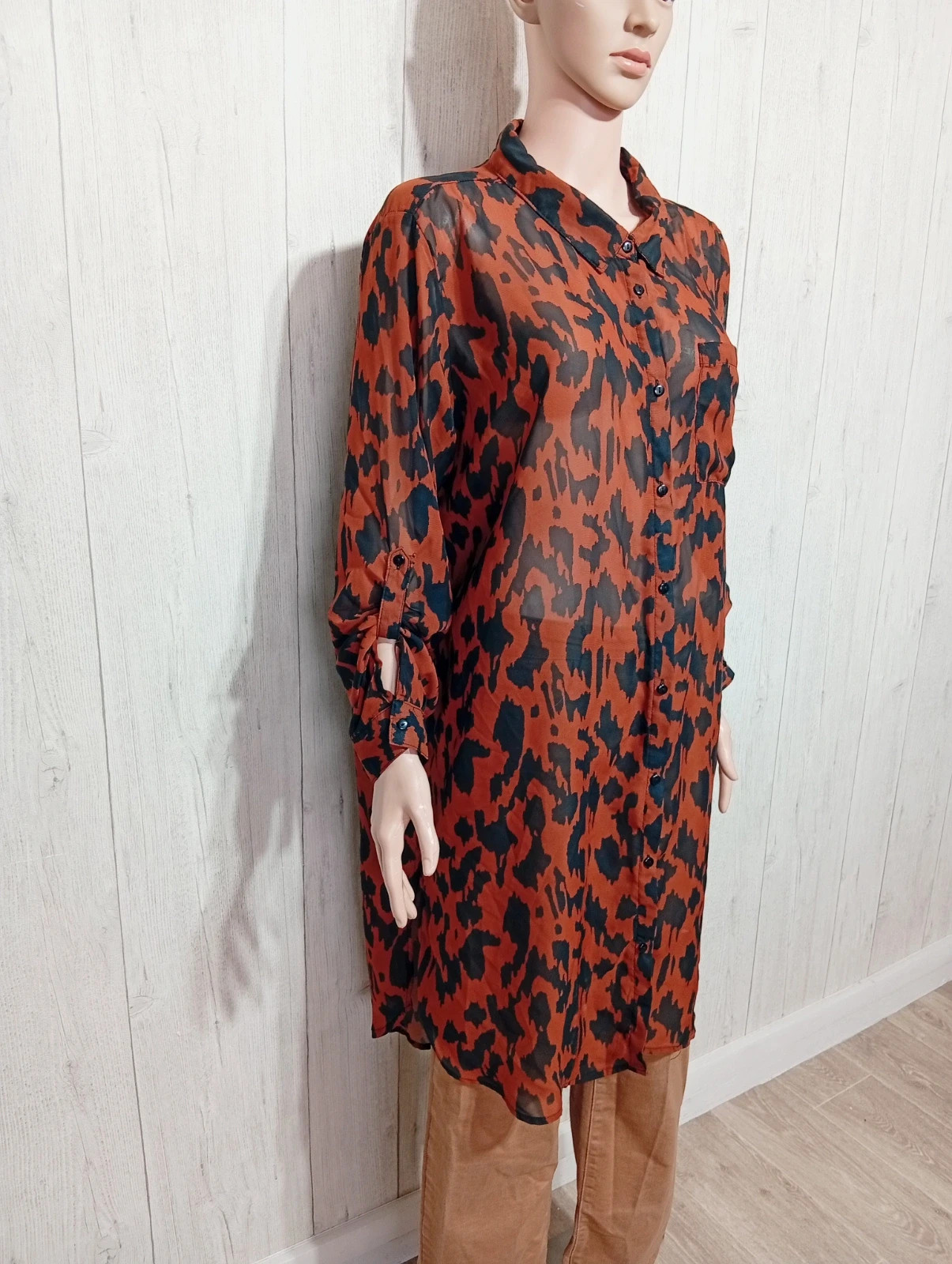 Chemisier femme - taille 4XL/48 - zeeman- couleur marron et noir – Zeeman – taille 4XL / 48 / 20 4