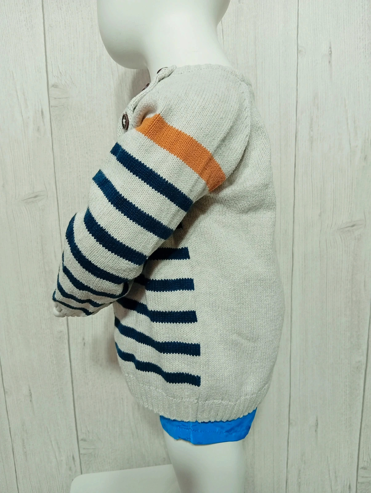 Pull a manches longues garçon - taille 18 mois (86 cm) - inextenso-couleur gris marine et moutarde – In Extenso – taille 18-24 mois / 86 cm 4